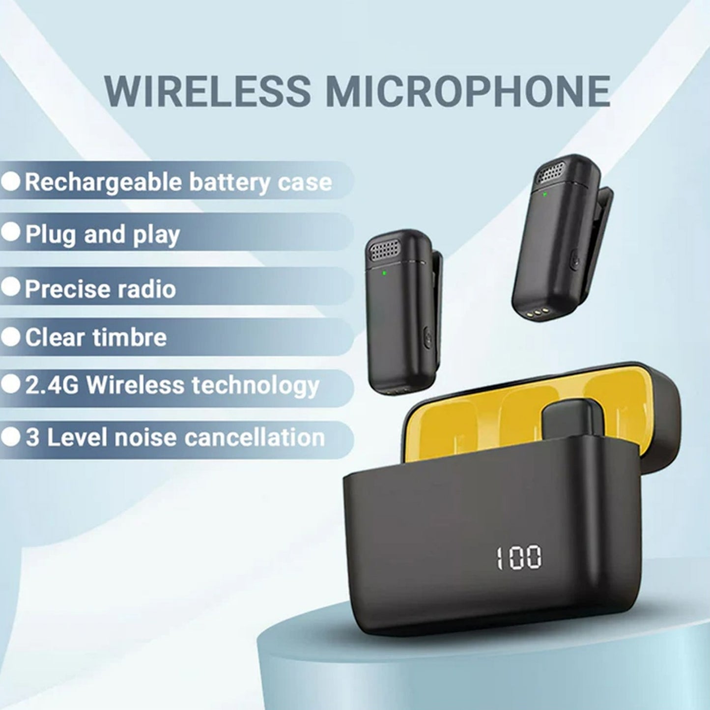 CHAMPKIA K6 2.4GHz Dual Wireless Microphone System | 30M Range Noise Cancellation Lavalier Mic for YouTube, Live Streaming, and Content Creation | Compatible with All Smartphones