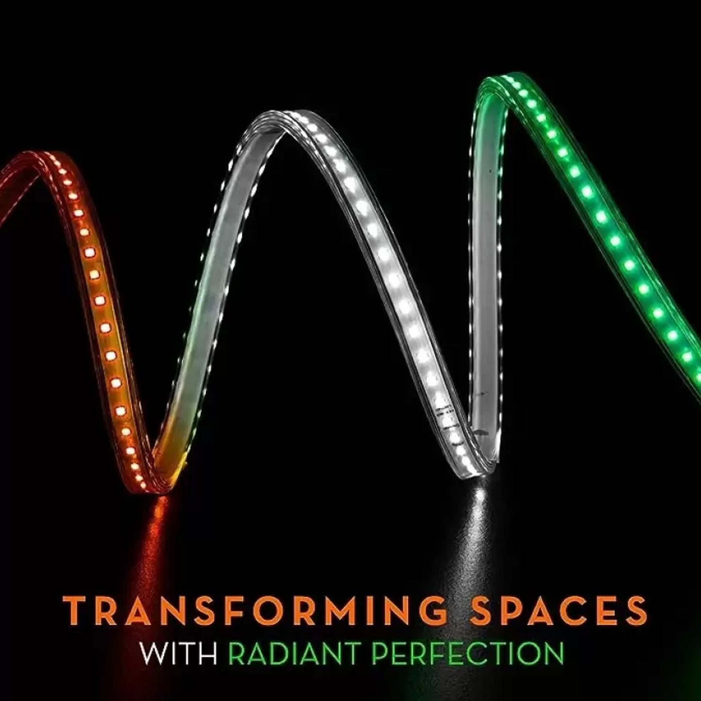 18 Meter Trianga LED Rope Light Indian Tricolor Strip Light Orange, White, Green Colour in Single Strip
