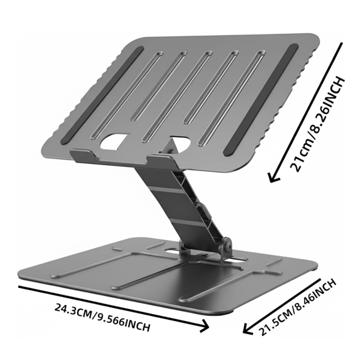 EYUVAA Heavy-Duty Metal Laptop Stand | Foldable & Adjustable Ergonomic Design with Anti-Slip Silicon Pads, Aluminium Alloy Riser with 17″ Laptops for Desk, Home, Office