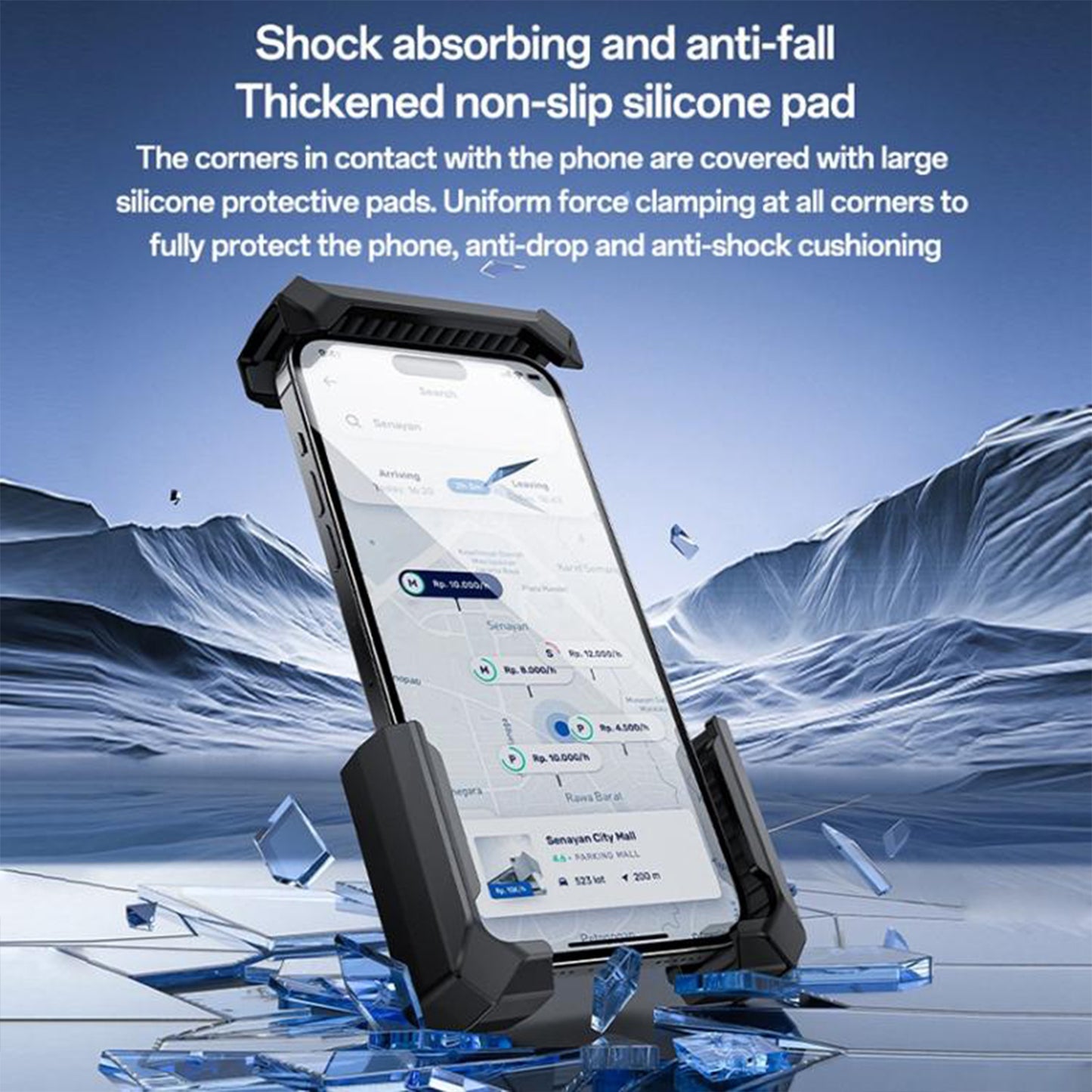 EYUVAA Mobile Phone Holder for Bike Handlebar, Adjustable 360° Rotation Phone Mount, Heavy-Duty Anti-Shakeproof Mobile Stand for Bicycle, Motorcycle, Scooters