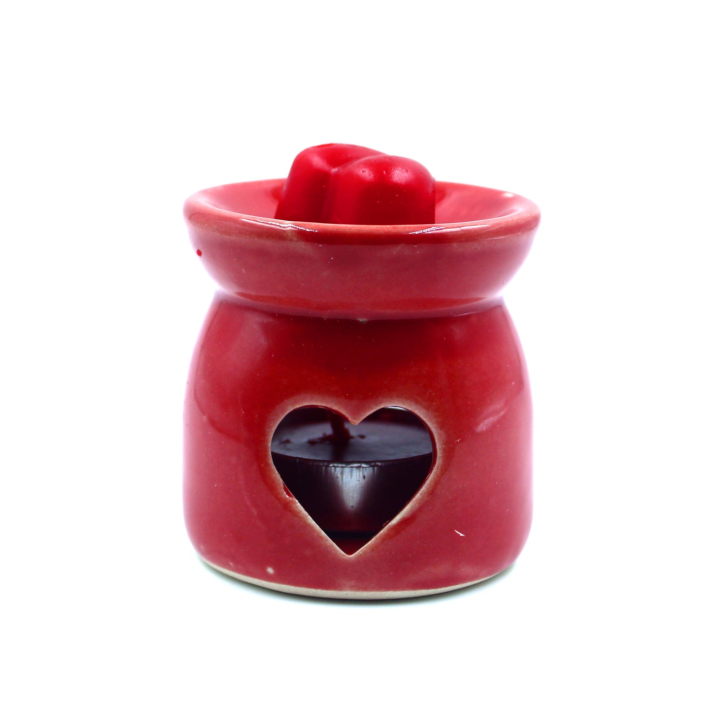 Combo Pack Red Ceramic Aroma Fragrance Oil Diffuser With Tealight Candle For Home Decor (Red)