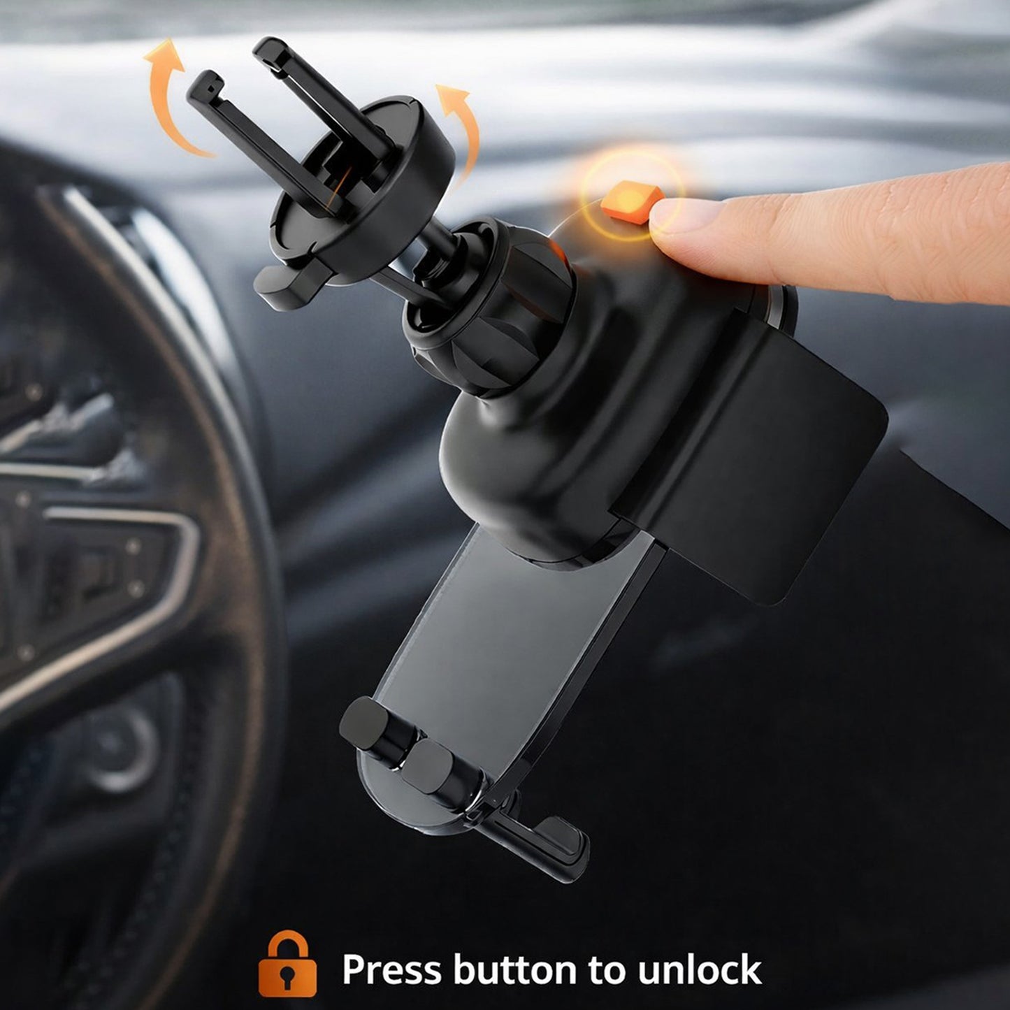 EYUVAA Crystal Car Vent Mobile Holder with 360° Rotation | Universal Air Phone Mount & Secure Grip, Shockproof Build, Compatible with All Smartphones for Car