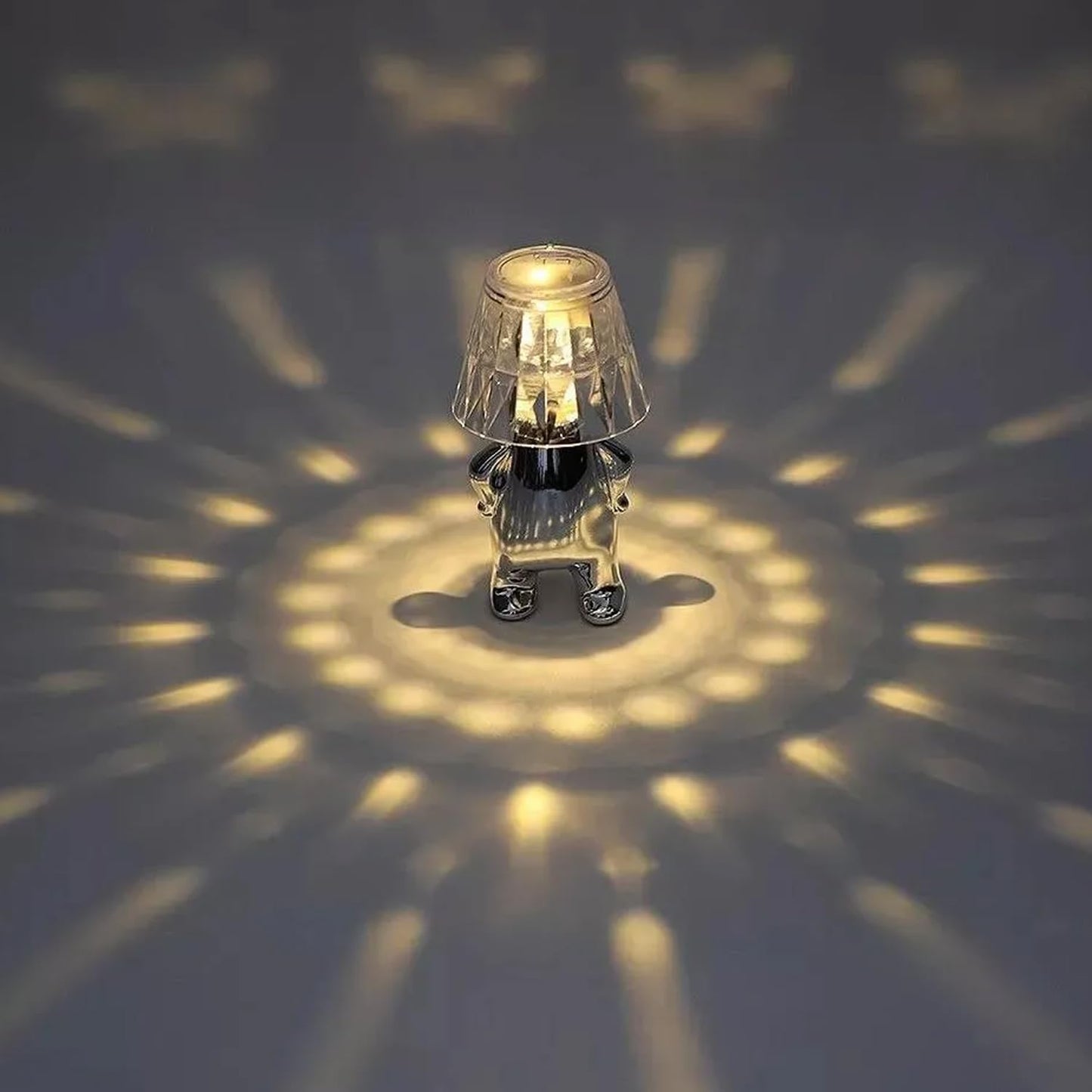 DECOVAA Mini Golden Man LED Table Lamp Pack of 2| Battery Operated Decorative Night Light| Flameless LED Candle Lamp for Bedroom, Living Room & Pooja Room & Gift Items (Random Shape)