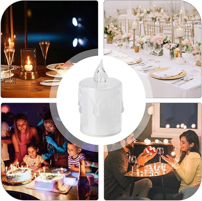 EYUVAA Crystal LED Tealight Candles| Smokeless Candle| Battery Operated Flickering Tea Lights, Electric Decorative Diyas for Diwali, Wedding, Christmas, Gifting & Home Decoration