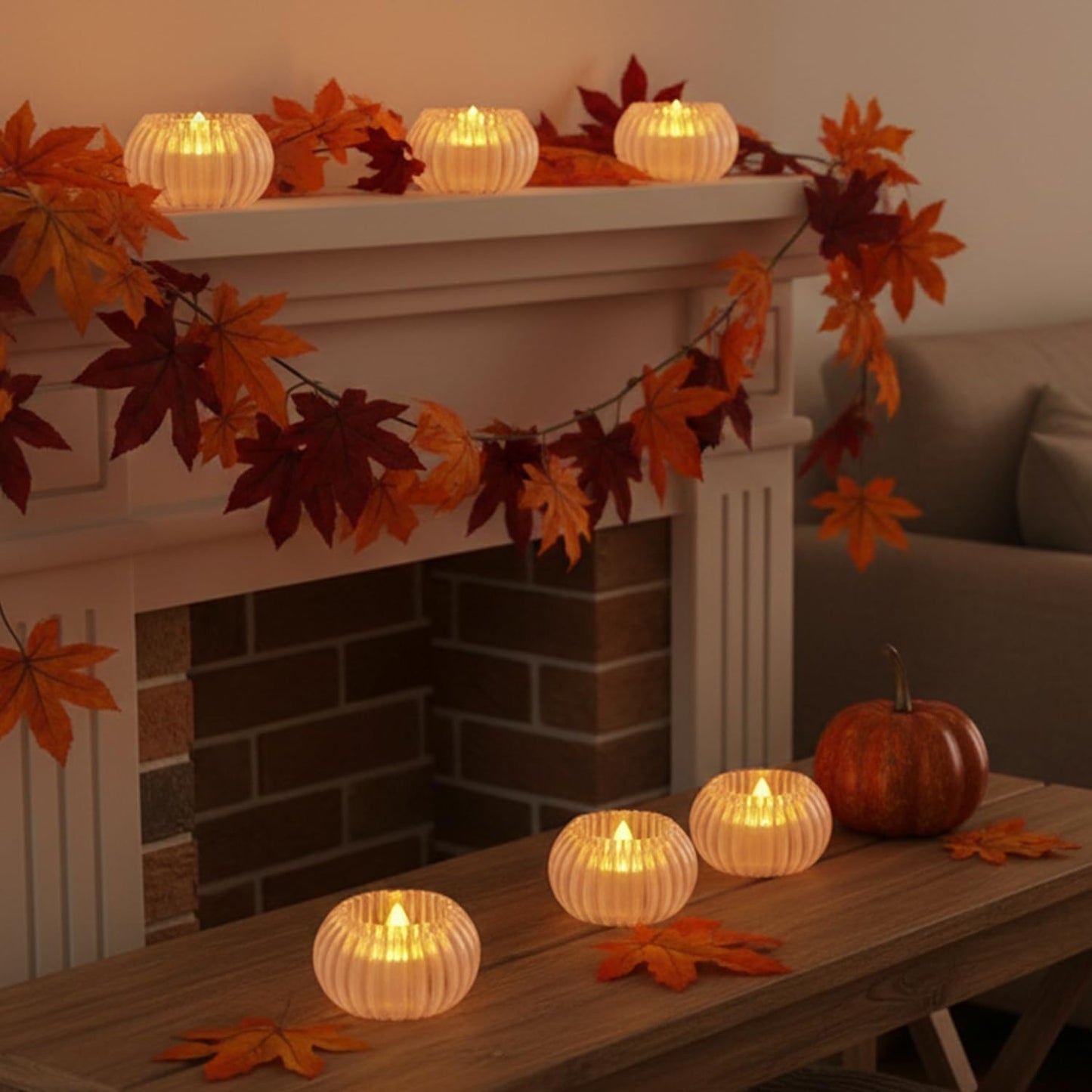 EYUVAA Flameless LED Tea Light Candle with Ribbed Crystal Acrylic Design, Battery Operated Smokeless Flickering Tealight for Home Décor, Diwali, Wedding & Home Decoration