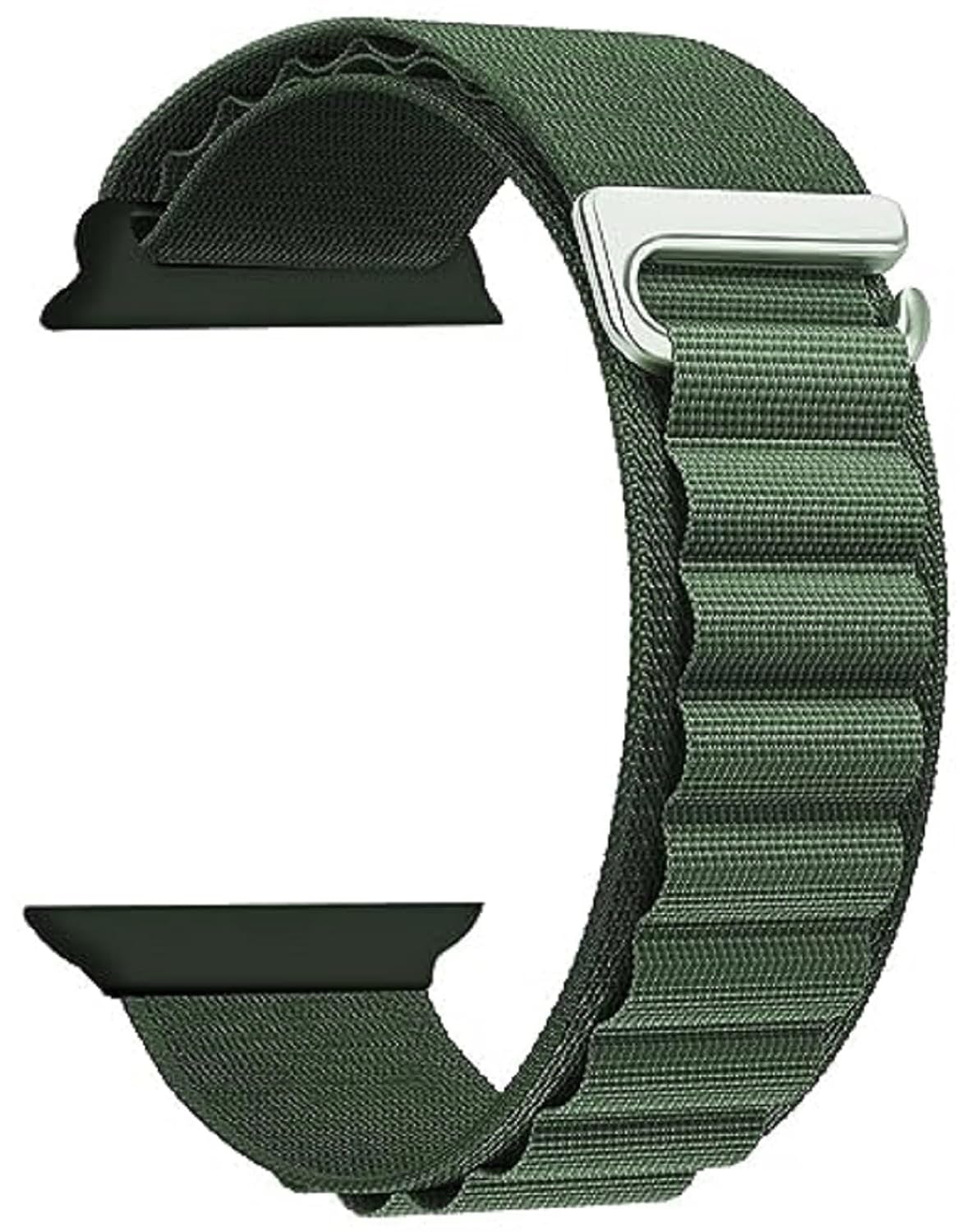 Nylon Watch Strap removal Alpine Loop Compatible for Watch Band 25cm, Rugged with Metal Hook, Compatible with all Watch Series (green)