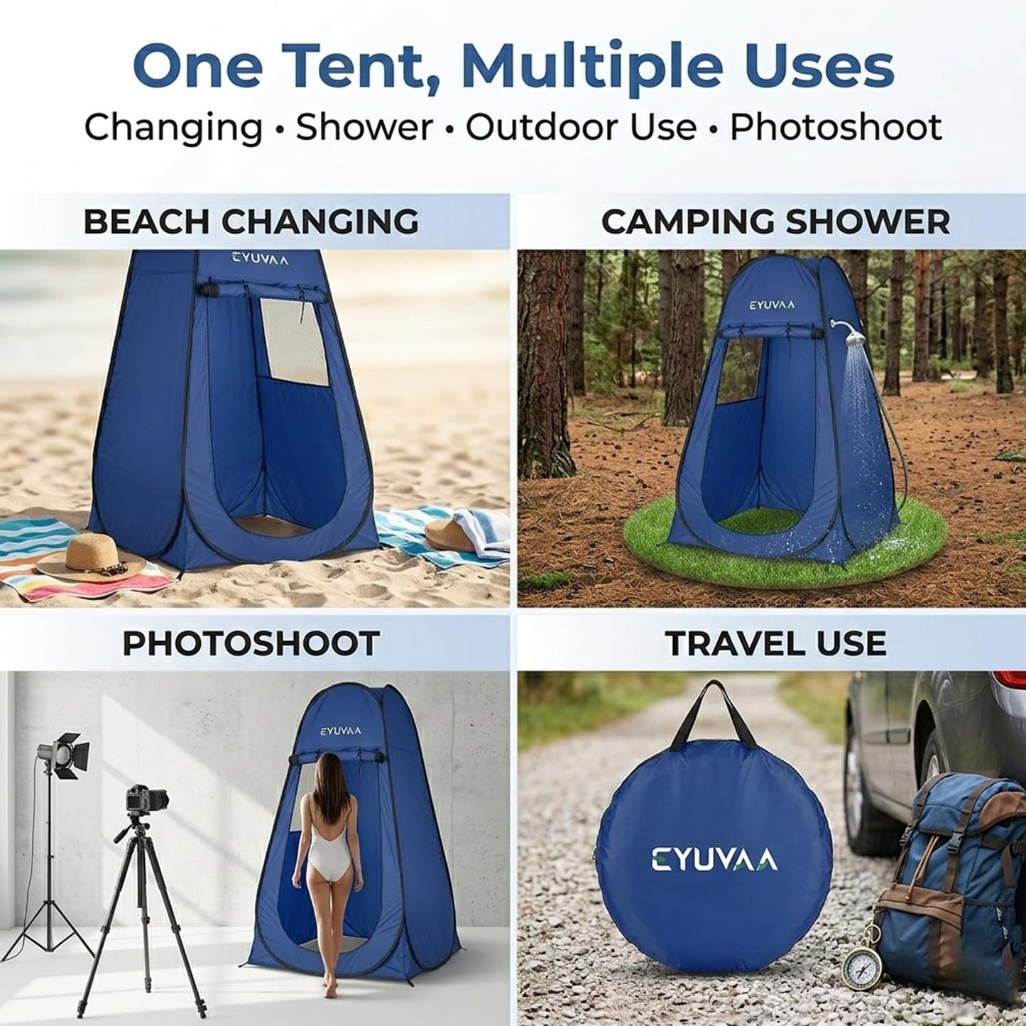 EYUVAA Pop Up Privacy Tent for Changing Clothes, Portable Dressing Room for Women, Foldable Camping Shower and Outdoor Changing Room, Polyester Silver Coated Toilet Tent with Carry Bag