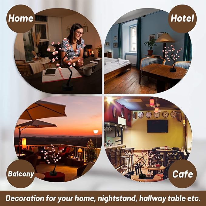 36 Pink Rose Lights Tree Lamp, USB Battery Powered Flower Lamp Touch Switch Decoration (Pink)