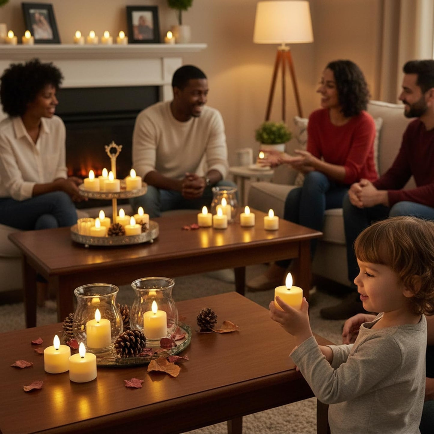 EYUVAA Premium LED Flameless Tea Light Candles, Battery Operated & Flameless Tealights, Smokeless Decorative Lights for Diwali, Wedding, Festive & Home Décor