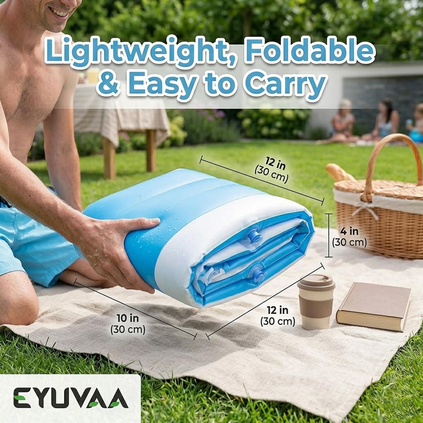 EYUVAA Rectangular Inflatable Pool for Kids & Toddlers 7 Feet Large Full-Sized Swimming Bathtub Backyard Water Play Summer Fun Durable Child-Safe PVC Quick Inflate & Portable Outdoor Pool
