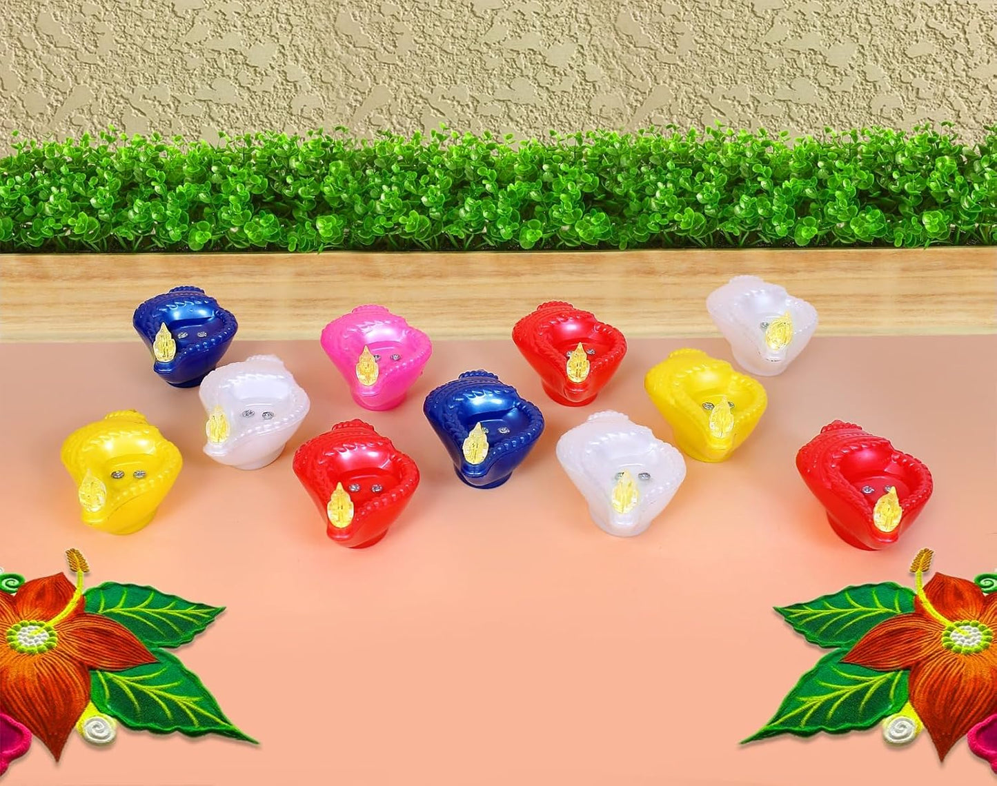 EYUVAA Shankh Water Sensor Diya, Flameless & Smokeless LED Candle, Eco Friendly Decorative Diyas Light, Battery Operated LED Diya for Diwali, Festivals, Office & Home Decoration