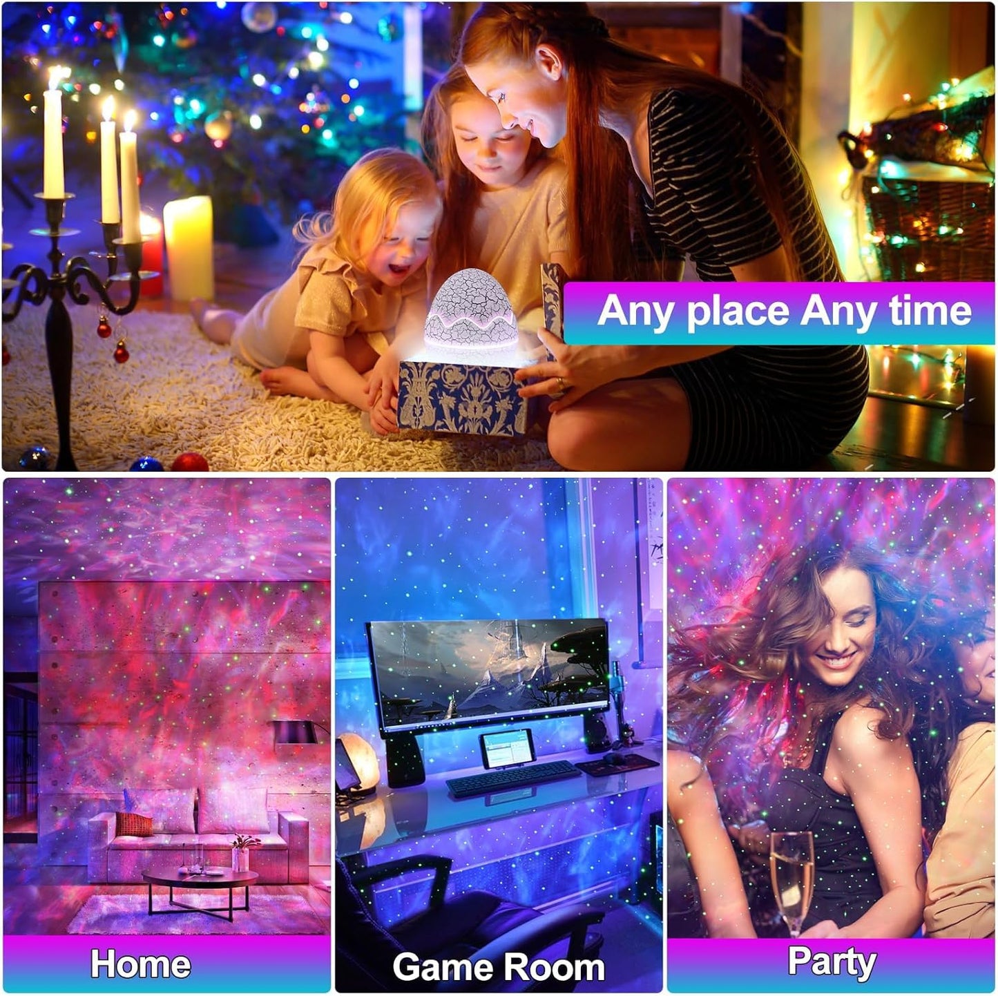 EYUVAA 4-in-1 Star Projector Night Light for Bedroom| Galaxy Light Projector, Night Lamp for Kids with Bluetooth Speaker, Remote Control, Home Decor Lamp
