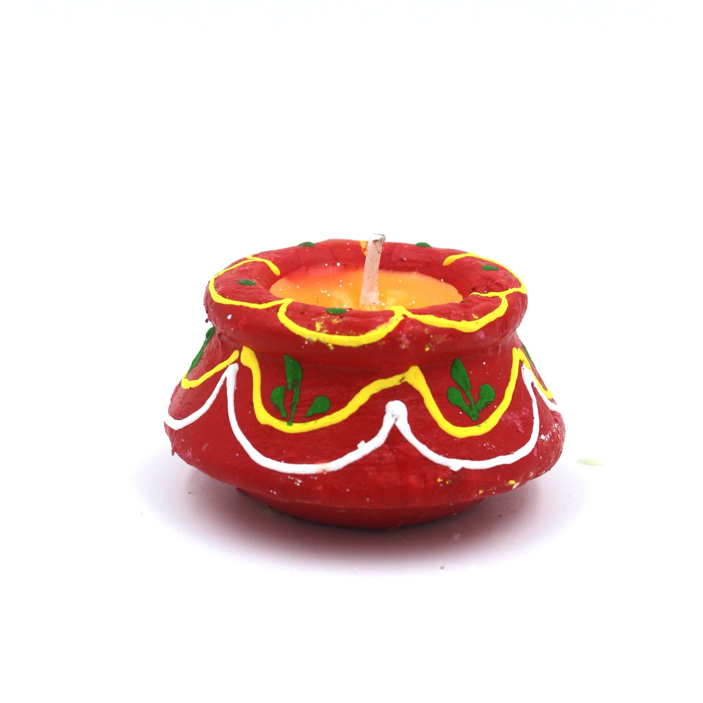 10 Pc Set Matki Clay Diya Wax Filled Diyas for Diwali Home Decoration - Handmade Clay/Mitti Multicolor Diyas Diwali Decoration