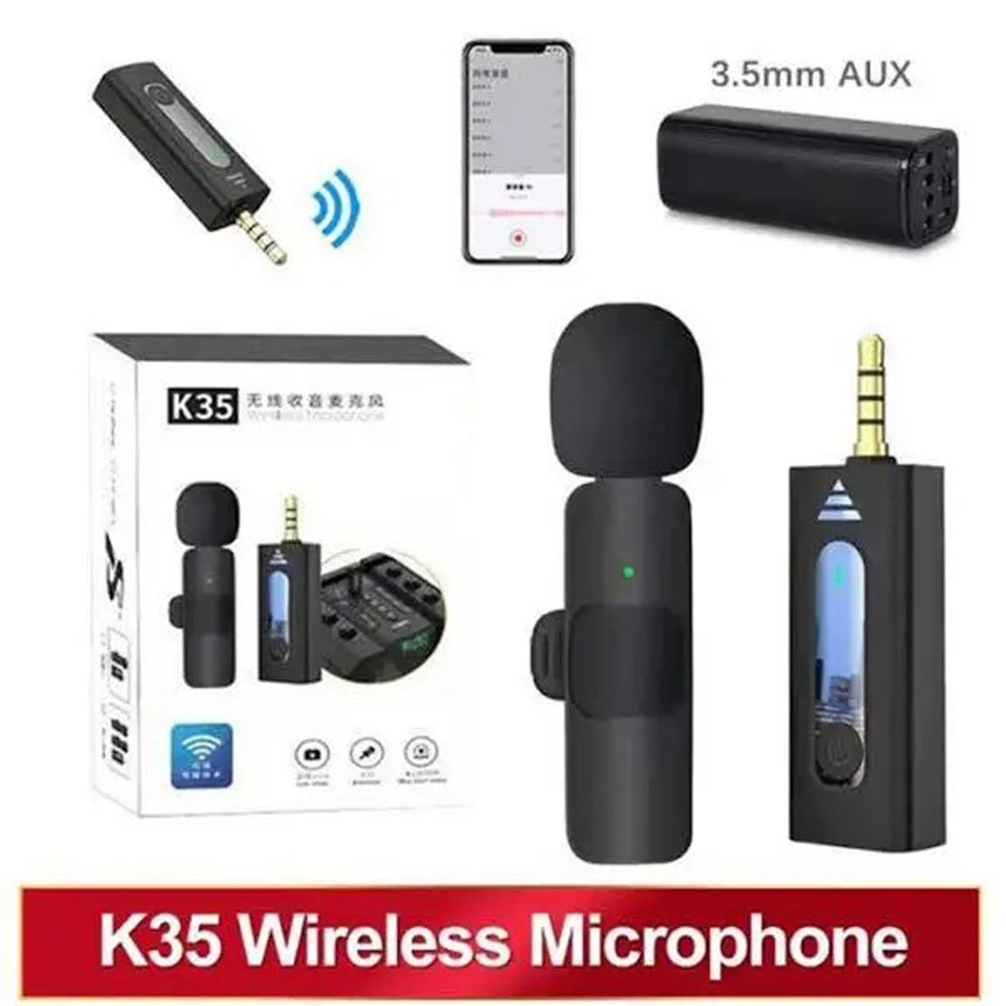 CHAMPKIA K-35 Dual Wireless Collar Mic 3.5mm Plug & Play Lavalier Microphone for DSLR, YouTube, Interview, Vlogging & Live Streaming