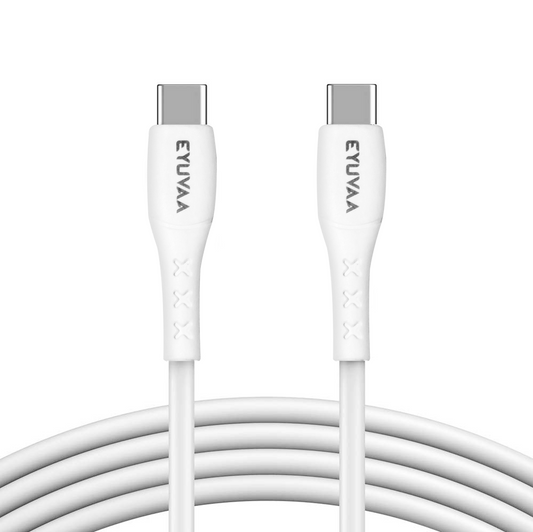 EYUVAA Type C to Type C Fast Charging Cable & Data Sync 480 Mbps | Unbreakable 60W,3A Rapid Turbo Charging Cable (3.3 Feet,1 Meter, White)