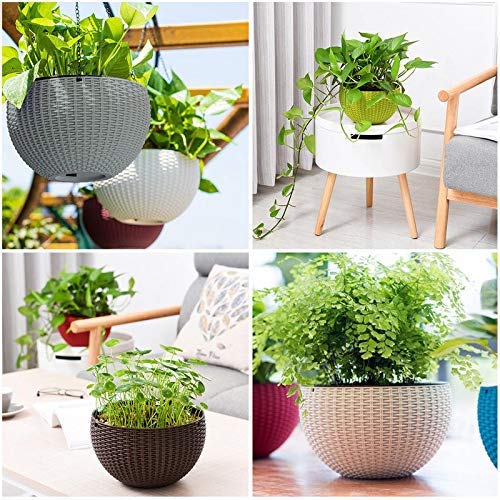EYUVAA Plastic Flower Pot With Hanging Chain, Multicolour Pot Diameter -7.1 Inch, Pot Height -4.8 Inch, Pot Thickness -3 mm, Chain Length -13 inch approx., SET OF 5