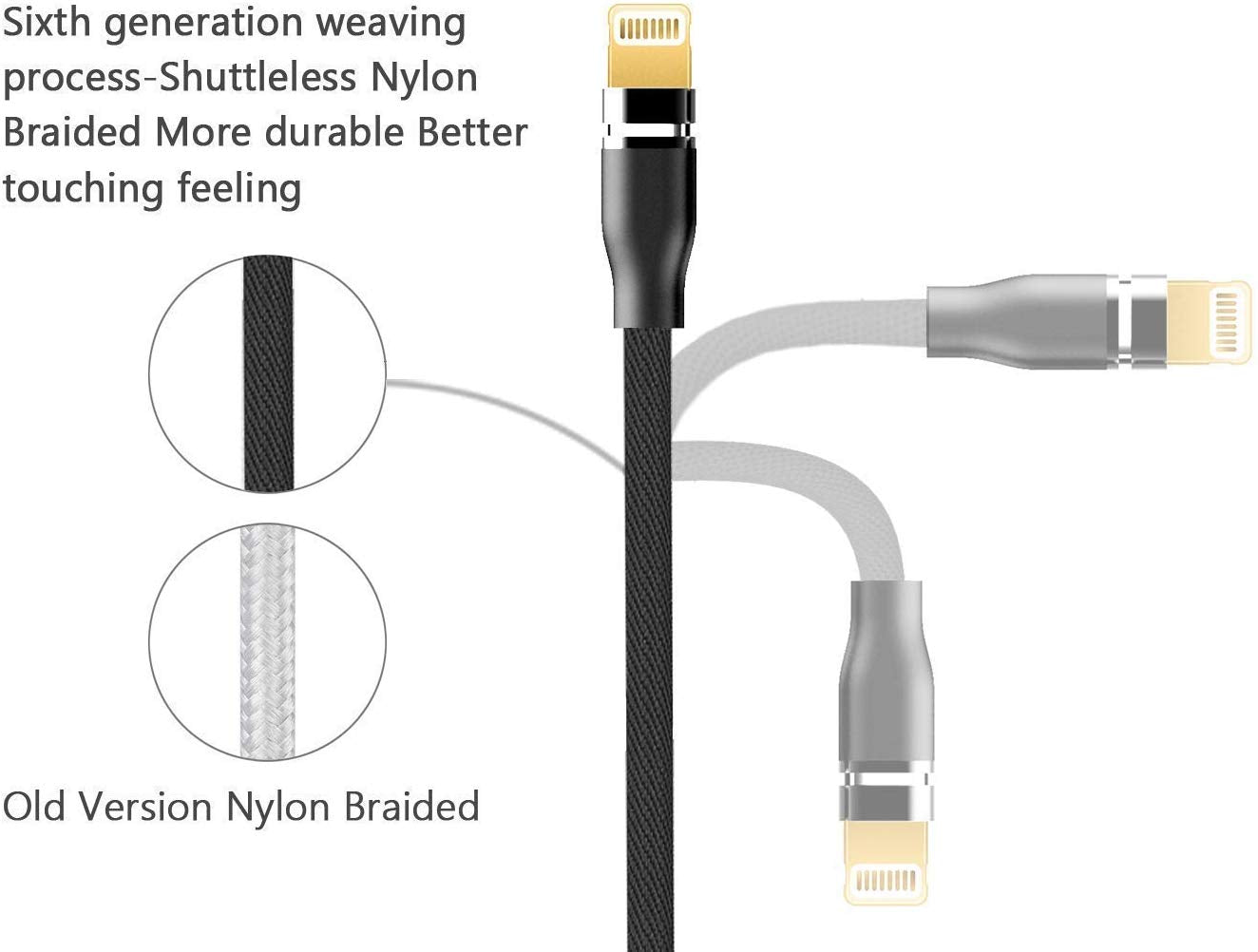3.0A Tough Braided Unbreakable 3 in 1 Nylon Charging Cable (1.2 mtr)