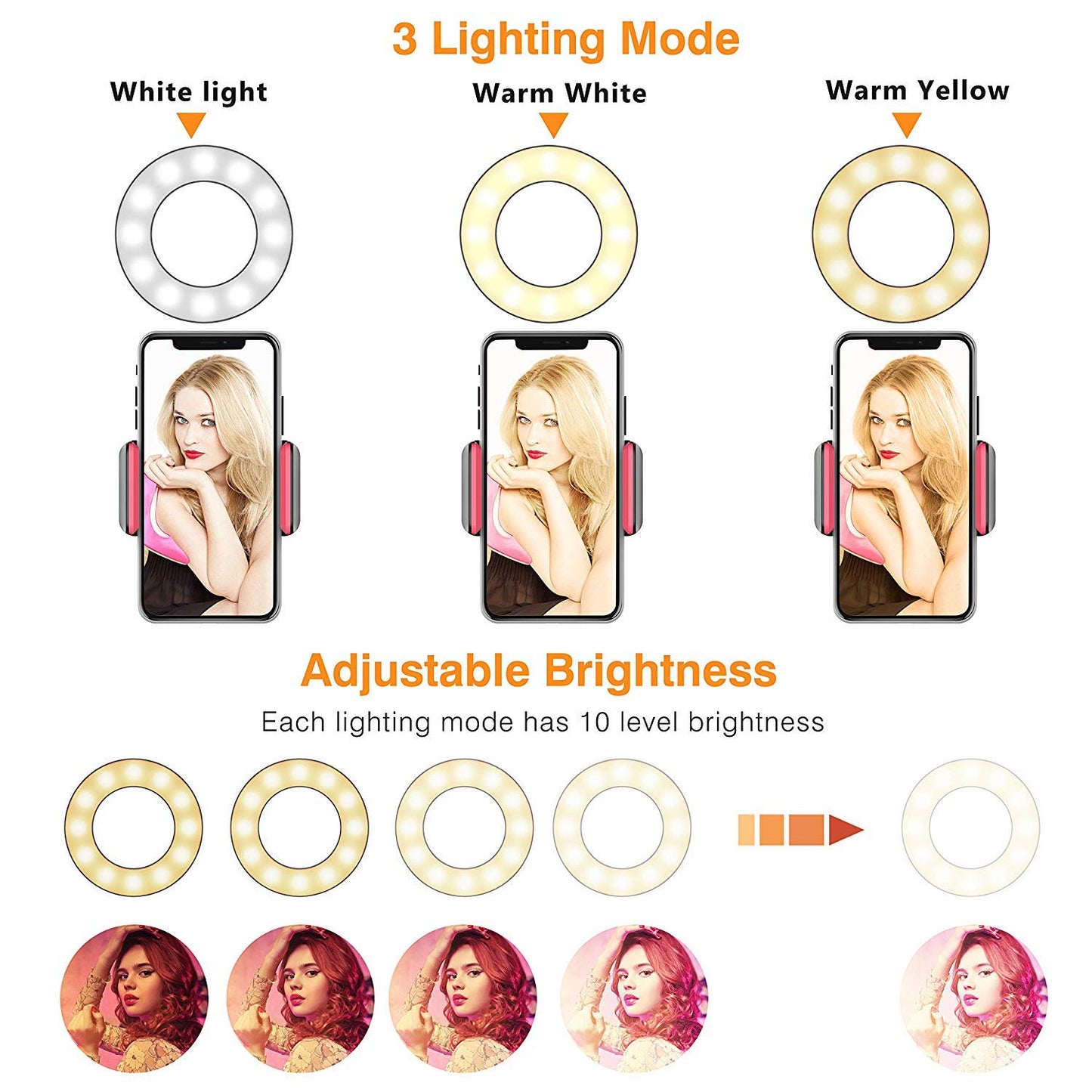 Table Selfie Ring Light with Shutter Remote & Flexible 360° Rotating Cell Phone Holder Stand for Live Stream,Makeup