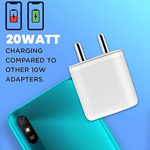 EYUVAA Dual Ports USB Type C Charger | 20W Fast PD,Type C Power Adapter Charger for iPhone, Airpods, iPads & other Compatible Smartphones (White)