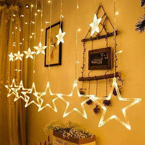 12 Star 138 LED, 8 Modes Star String Lights for Home Decor (Warm White, 6 x 6 Feet)