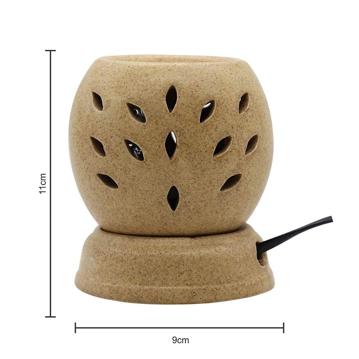 Ceramic Electric Aroma Diffuser | Round Shape Aromatherapy Oil Warmer cum Electric Lamp (Brown)