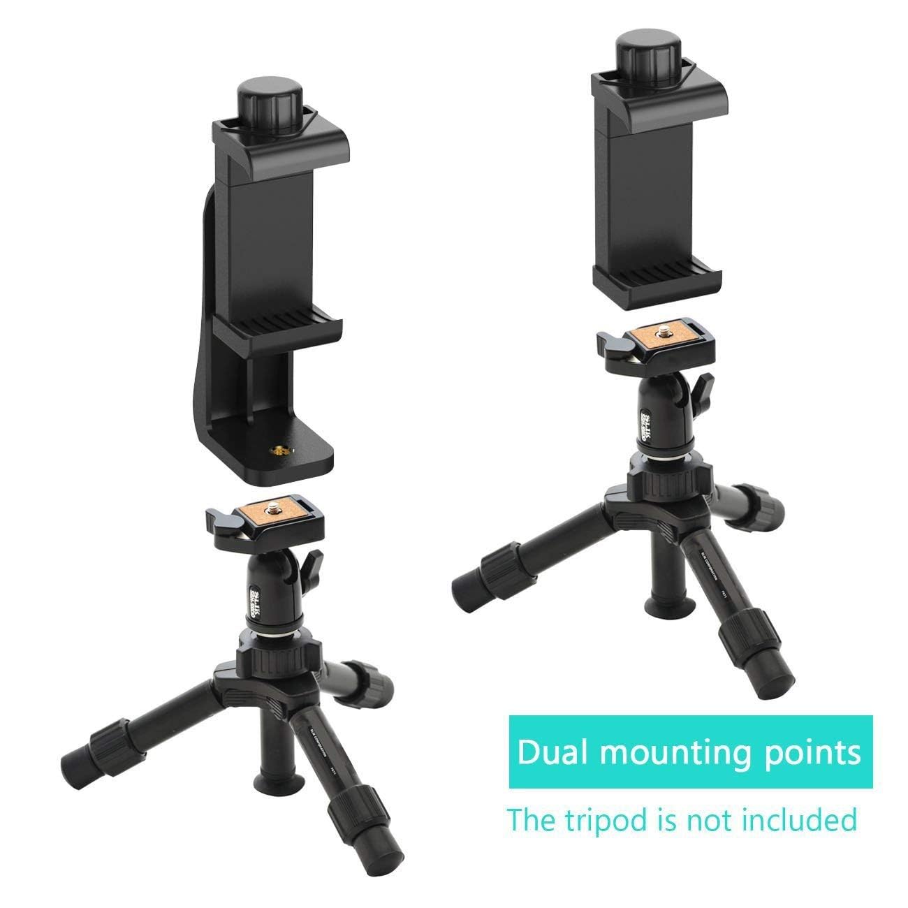 Tripod Phone Holder | Tripod Phone Mount Adapter Clip | Selfie Monopod Adjustable Clamp for Taking Magic Shots Pics Videos Compatible with All Smartphones