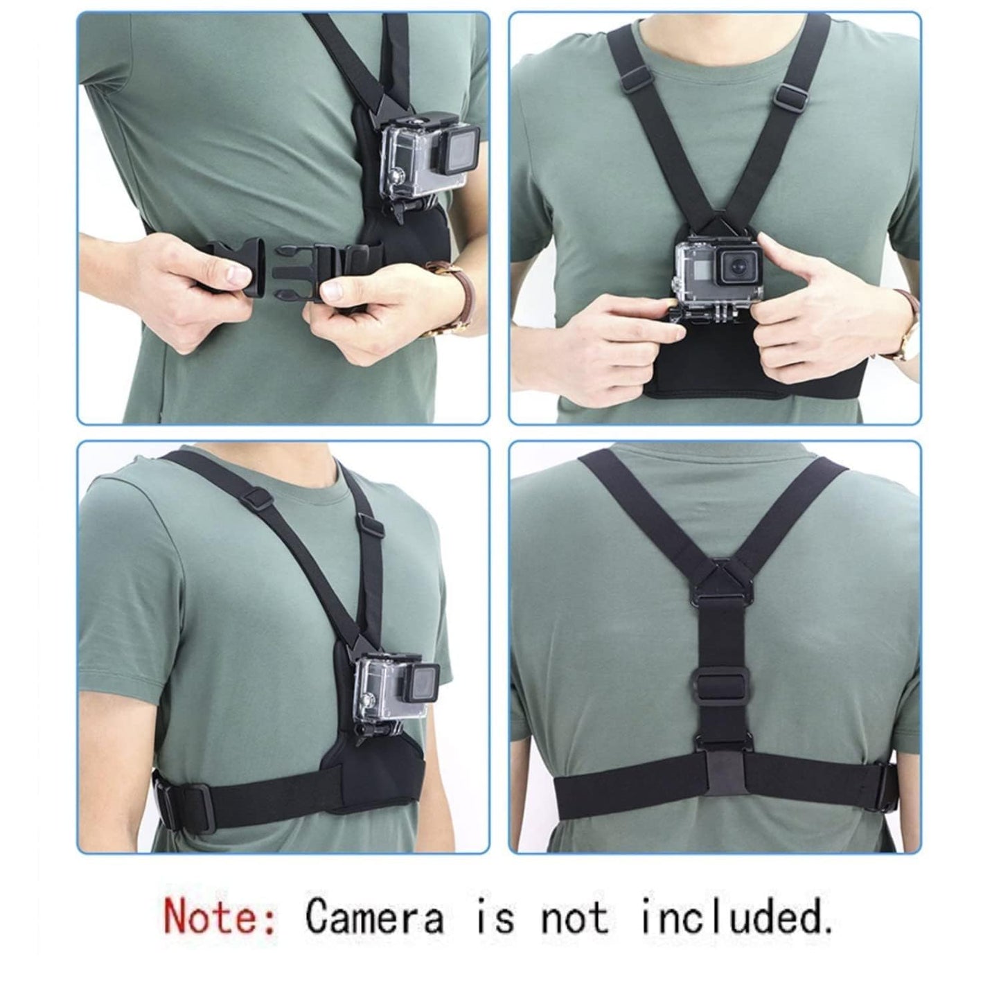 EYUVAA Handlebar Plastic Adjustable Chest Strap Body Belt for Action Cameras