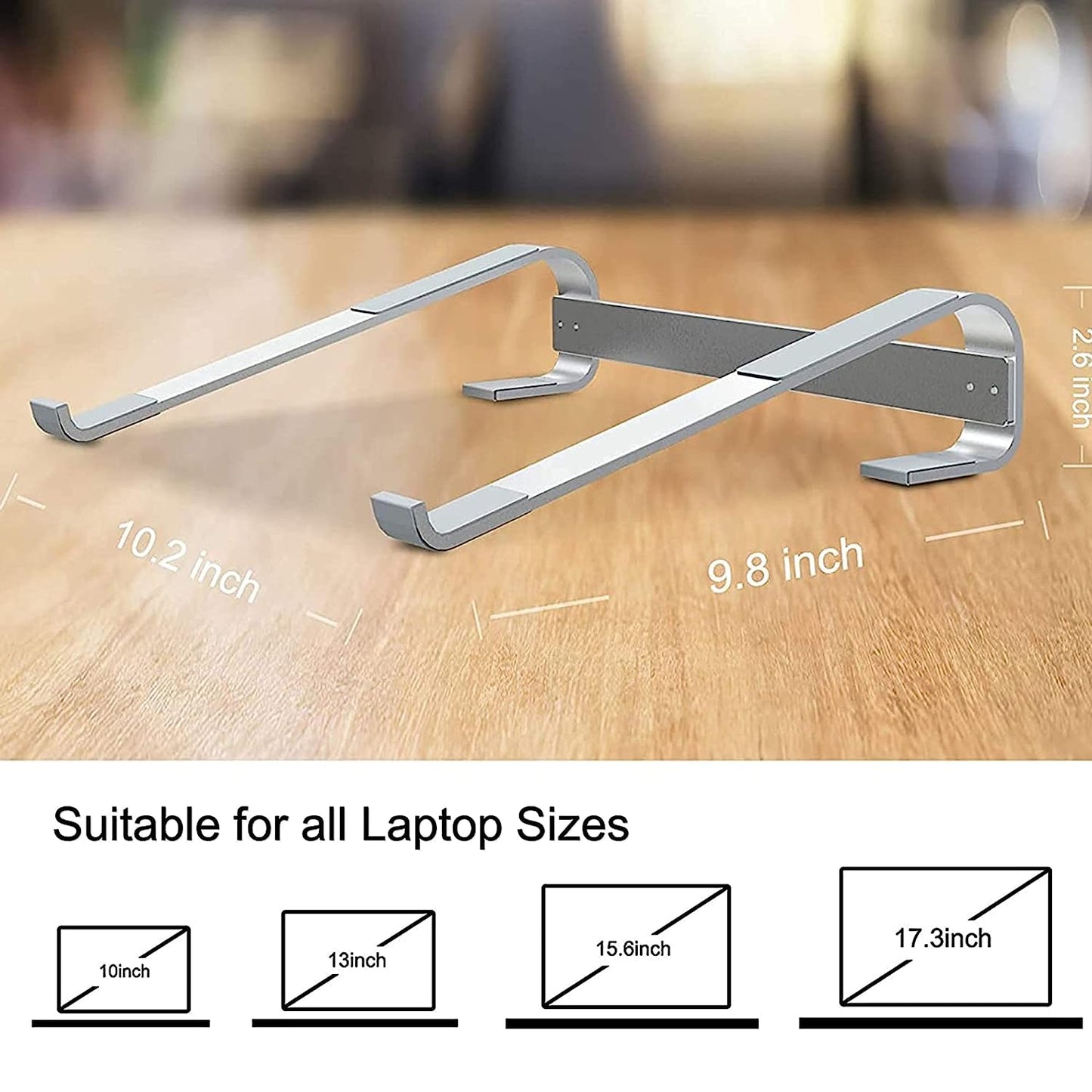 EYUVAA Aluminum Laptop Stand Anti-Slip Laptop Riser Stand for Compatible with All Laptops (Silver)