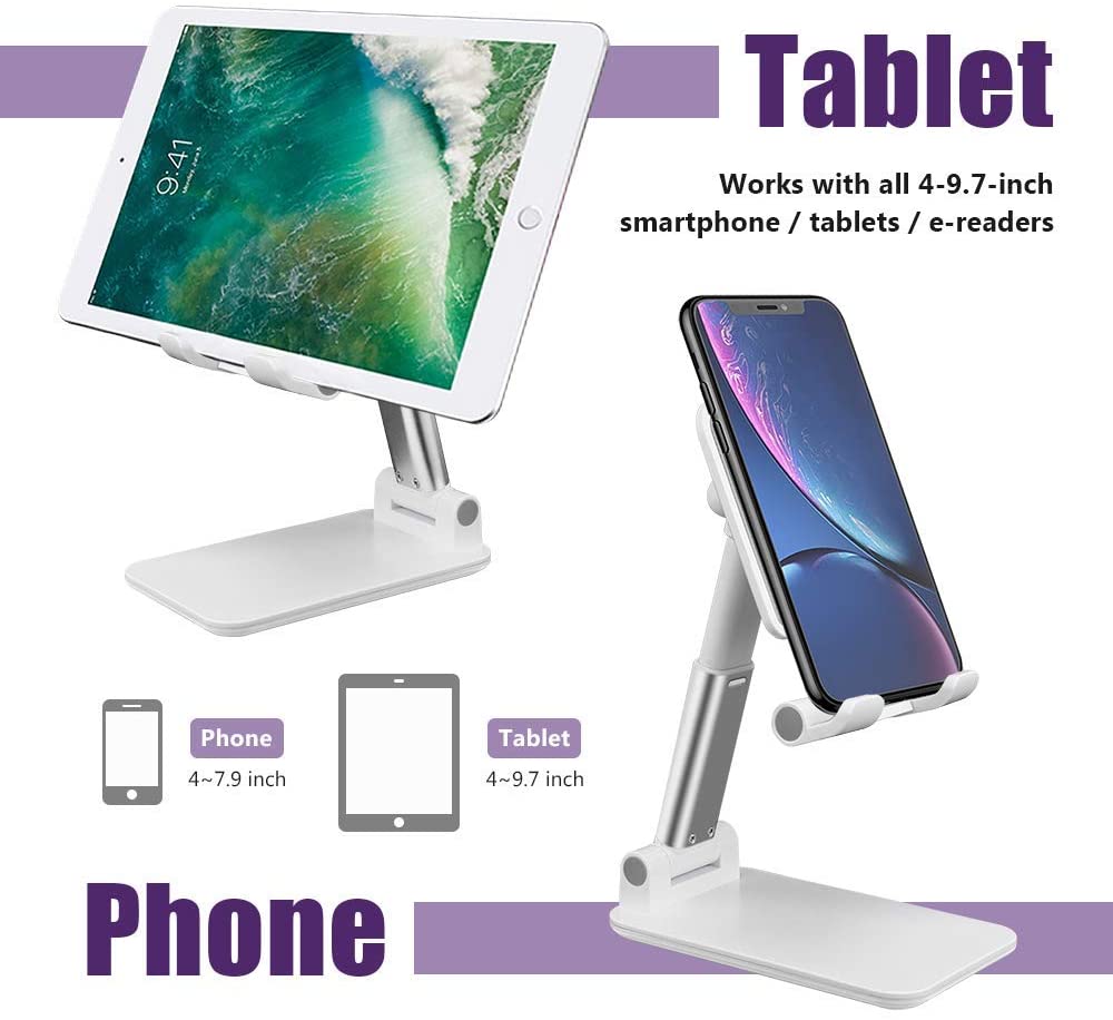 Premium Smart Foldable Mobile & Tablet Stand Universal Phone Holder (White)
