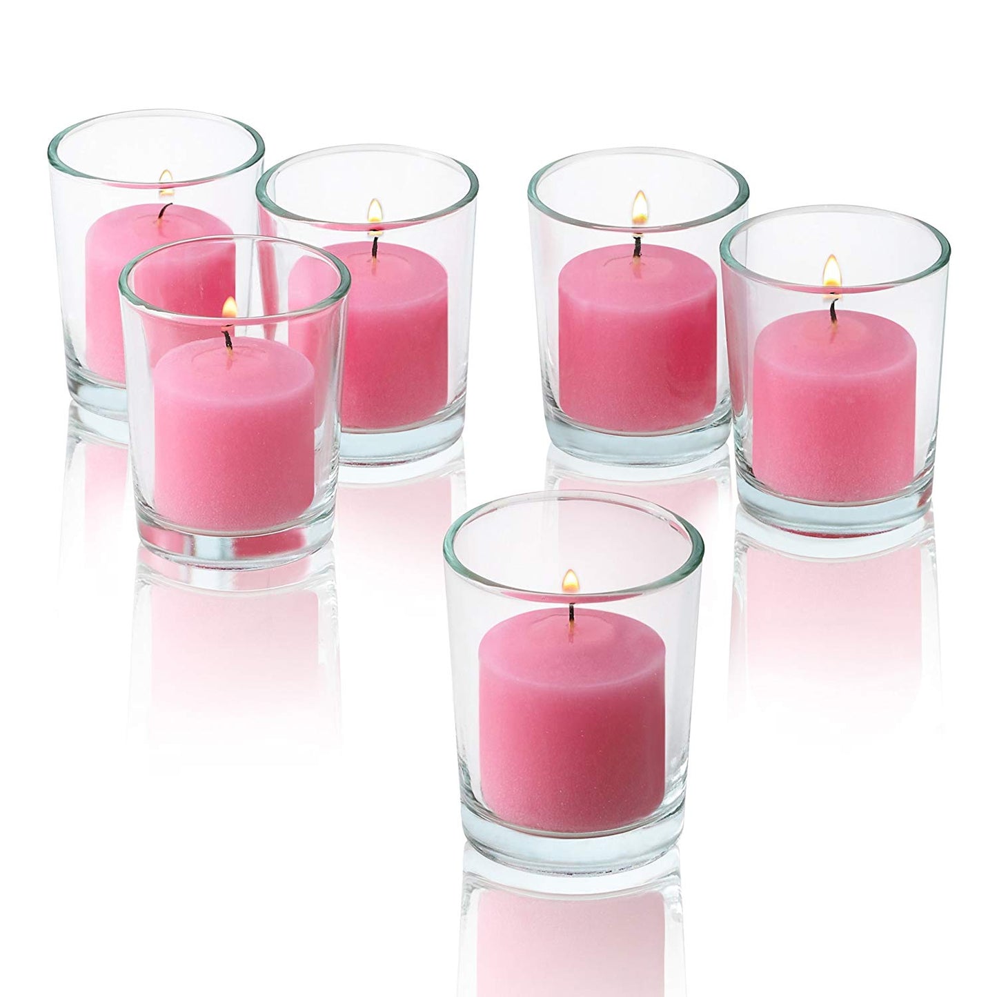 Wax Votive Candles 8 Hours Burning Unscented Ideal for Birthday Aromatherapy Party Candle Gardens & Home Décor (Set of 12, Baby Pink)