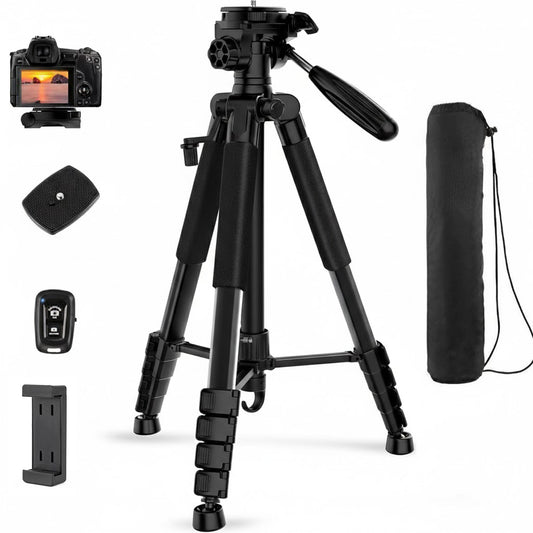 EYUVAA Tripod Stand for Mobile & Camera with 360° Rotation| Adjustable Height Aluminium Tripod Stand with Bluetooth Remote| Mobile Holder Mount for Video Recording, Photography & Vlogging