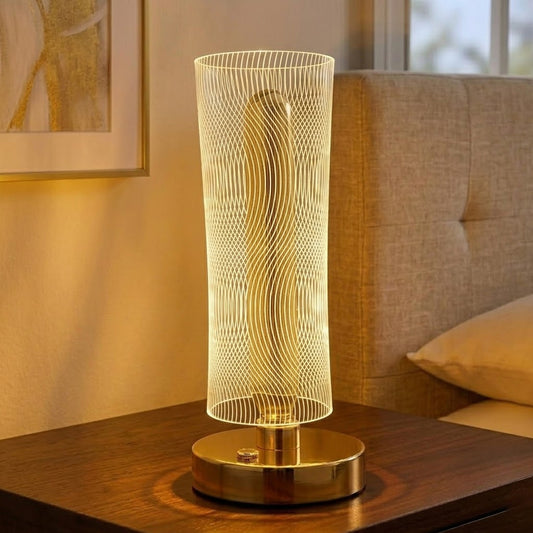 Acrylic LED Table Lamp with Touch Control Sensor| 3-Colour Changing Lighting Modes for Modern Interior| USB Type-C Rechargeable Decorative Bedside Lamp for Home & Office