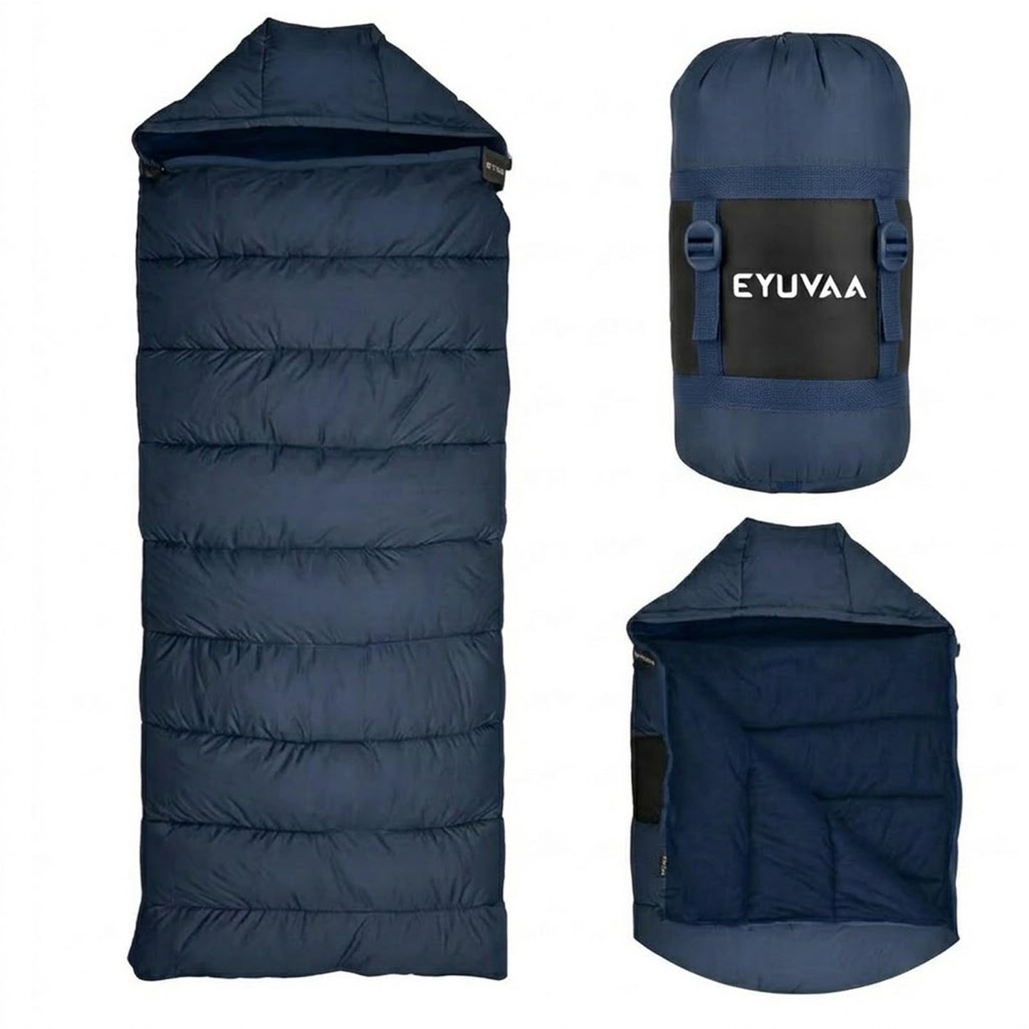 EYUVAA Camping Sleeping Bag for Adults| Lightweight Waterproof Bag with Hood for 0°C to +5°C| Portable & Compact Bed with Carry Bag for Travelling, Trekking & Hiking