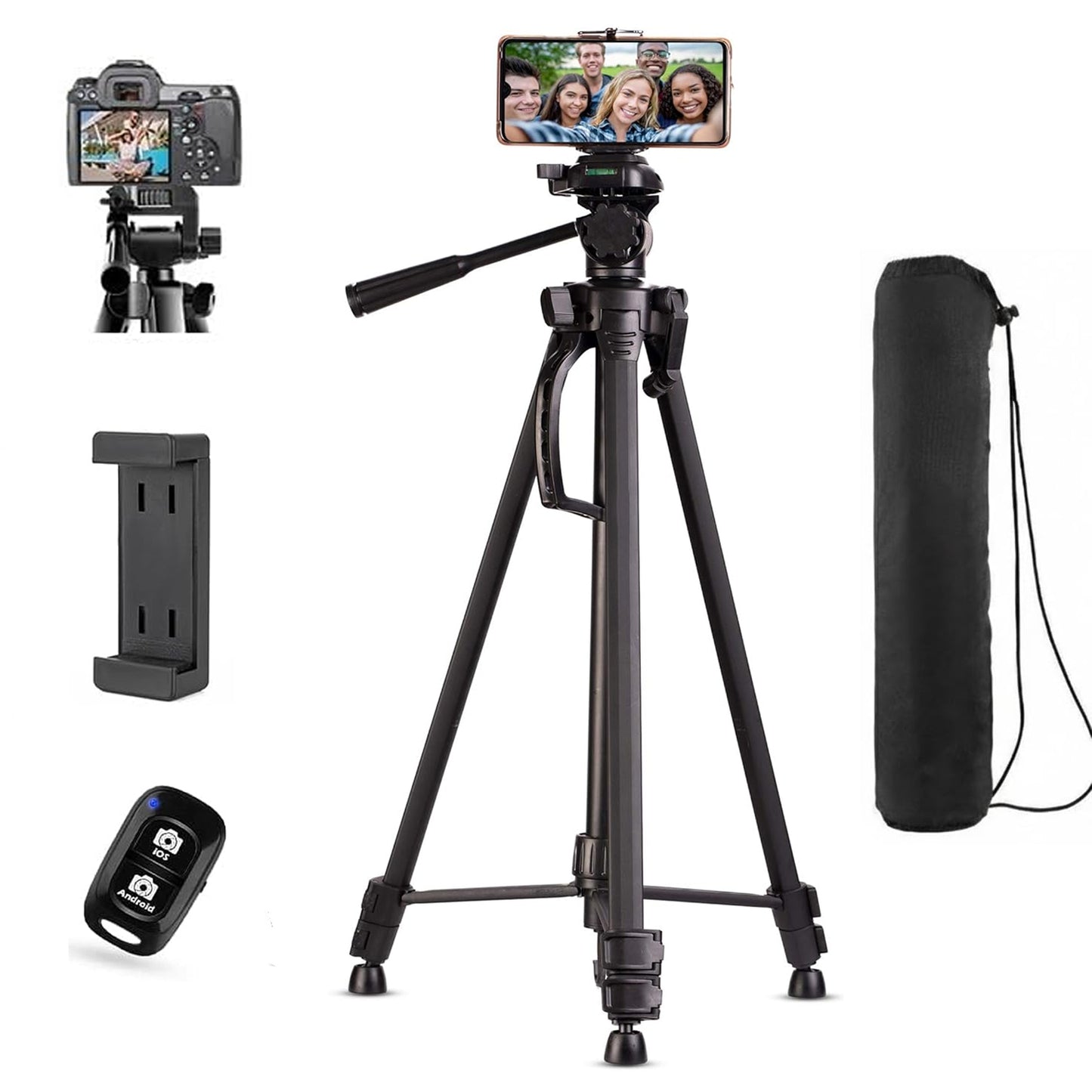 EYUVAA Tripod for Mobile Phones with Bluetooth Remote| Aluminium Mobile Stand with 360° Rotatable Holder| Compatible with Smartphones & Camera for Photography, Videography & Live Streaming