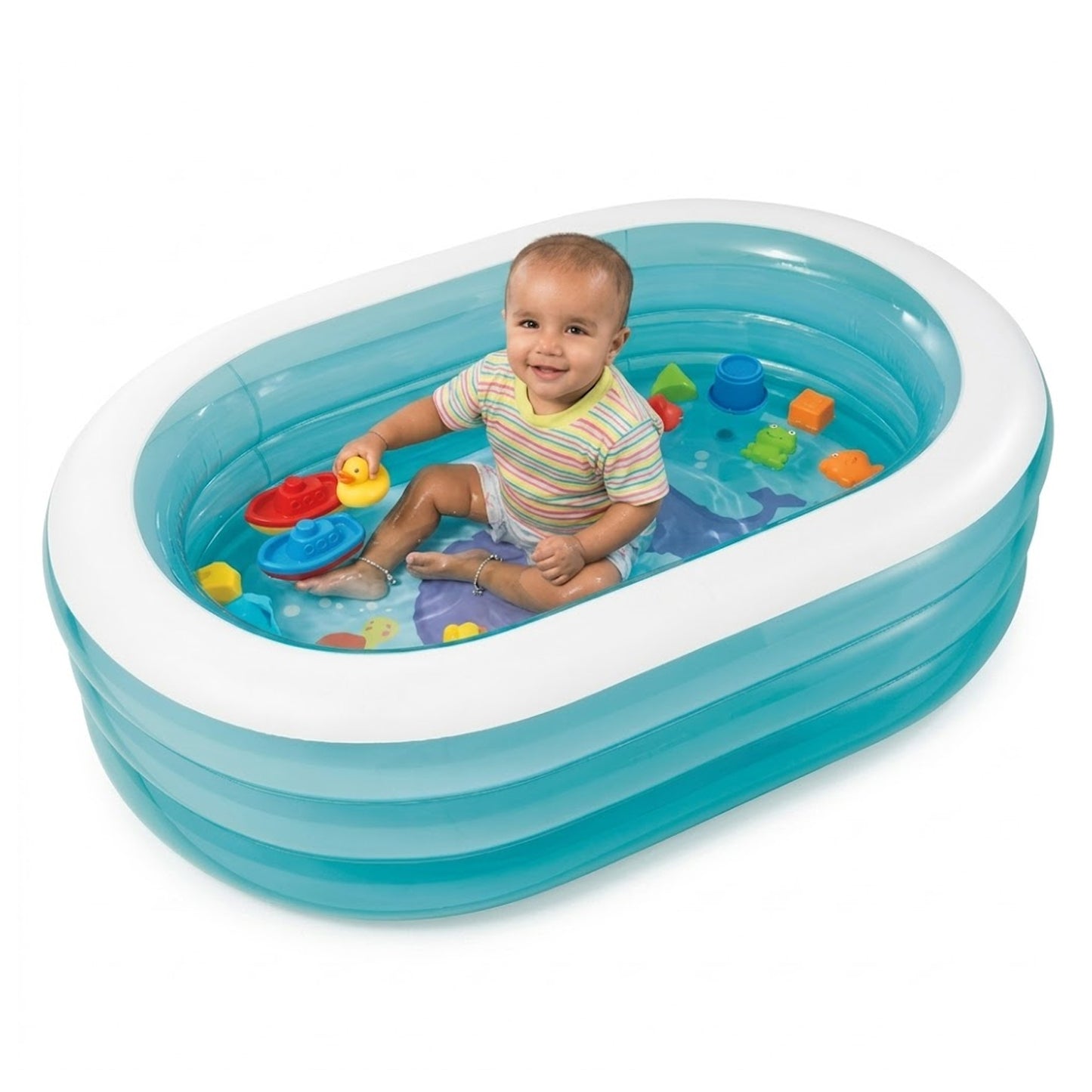 EYUVAA Oval Inflatable Pool for Kids & Family| 5.5 Feet Large Swimming Pool with 3-Layer Thick PVC Design| Outdoor Water Pool for Backyard, Terrace & Sun Bath