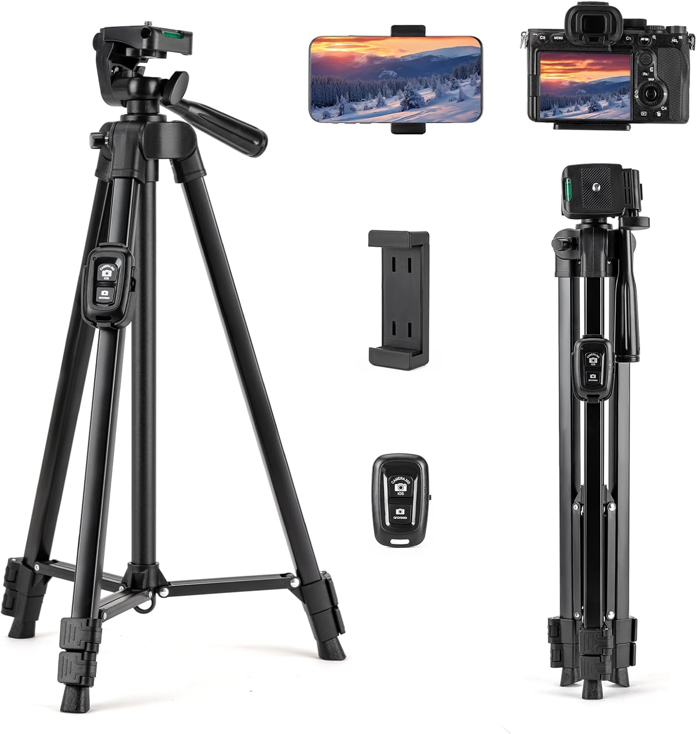 EYUVAA Tripod Stand with Remote & 360° Rotation Phone Holder Mount| Aluminium Alloy with Extend Upto 51Inch/ 130CM Adjustable Height| Tripod Stand for Mobile, Video Camera & Ring Lights