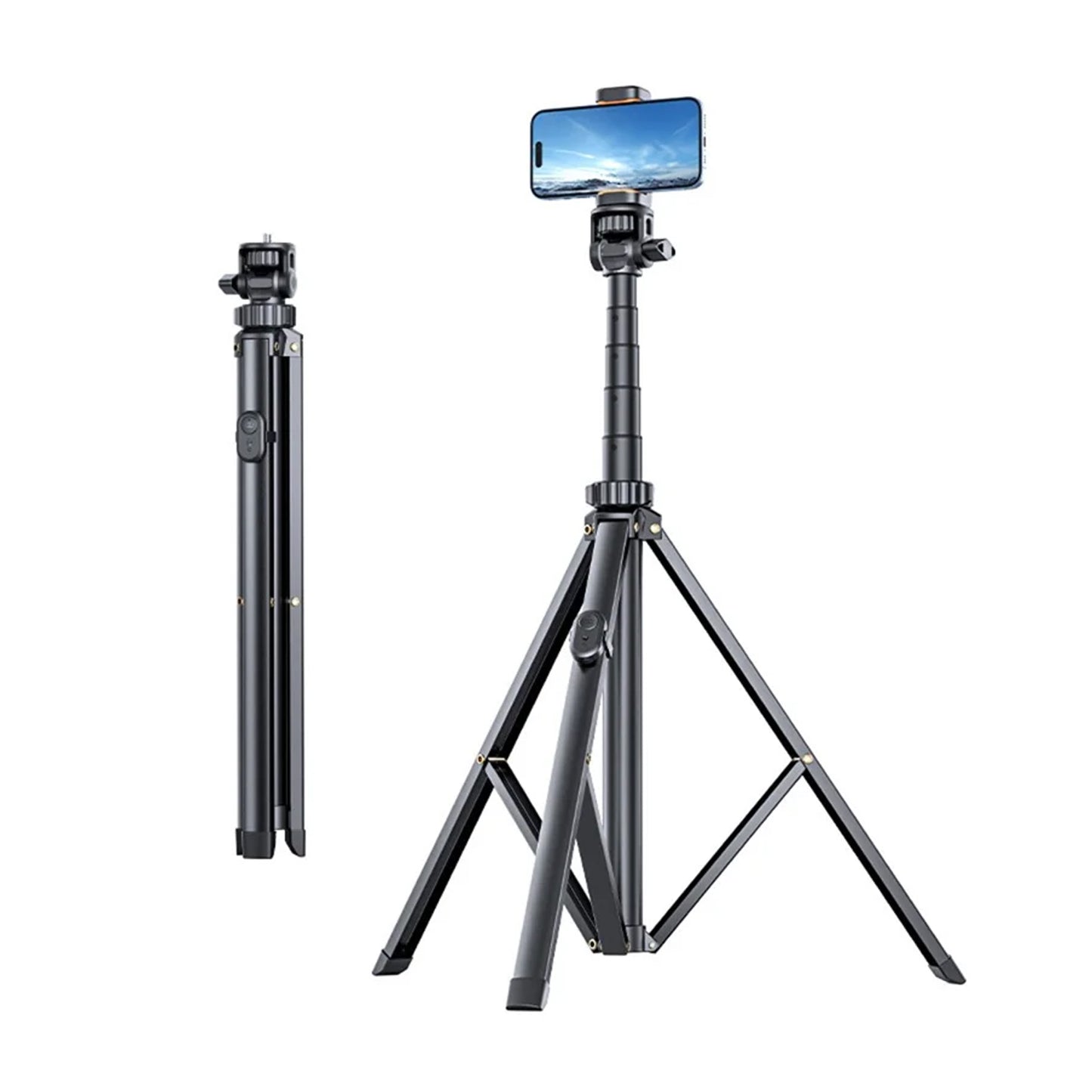 EYUVAA 71” Aluminium Mobile Tripod Stand with Bluetooth Remote | 2-in-1 Selfie Stick Tripod for Phone & Camera with 360° Rotation | Adjustable Tripod for Vlogging, Live Streaming & Video Recording