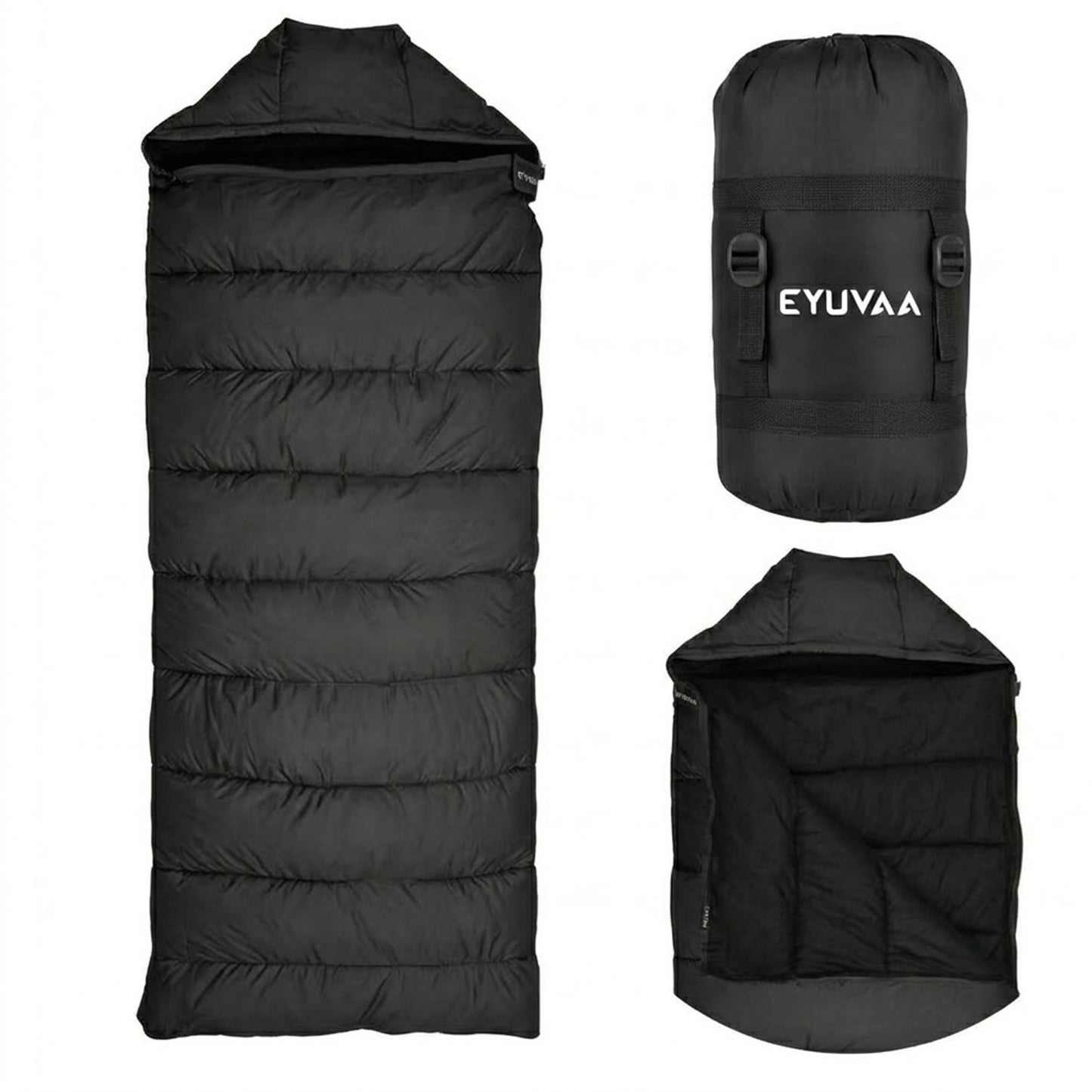 EYUVAA Camping Sleeping Bag for Adults| Lightweight Waterproof Bag with Hood for 0°C to +5°C| Portable & Compact Bed with Carry Bag for Travelling, Trekking & Hiking