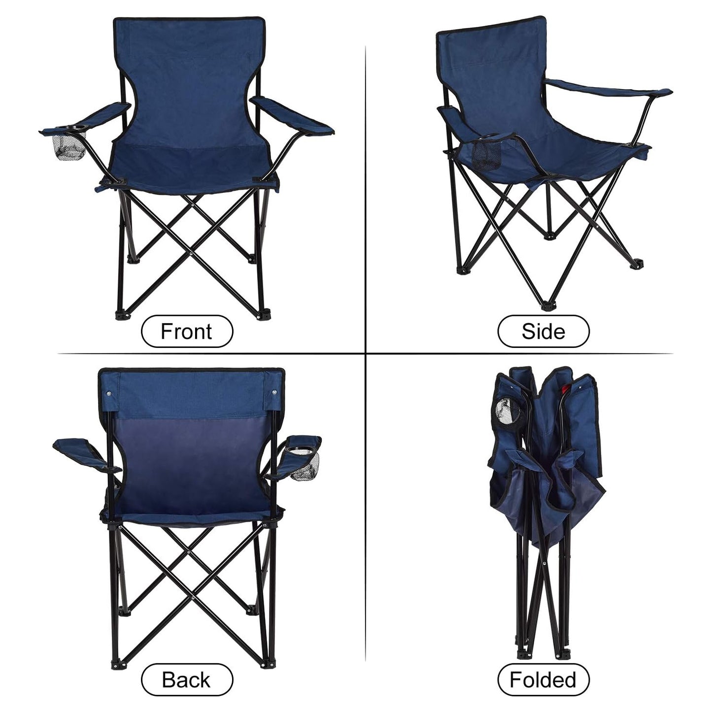 EYUVAA Foldable Camping Chair with Cup Holder| Portable and Lightweight Design & Heavy-Duty Fabric for Comfortable Seating| Folding Chair for Travelling, Camping, Picnic, Garden