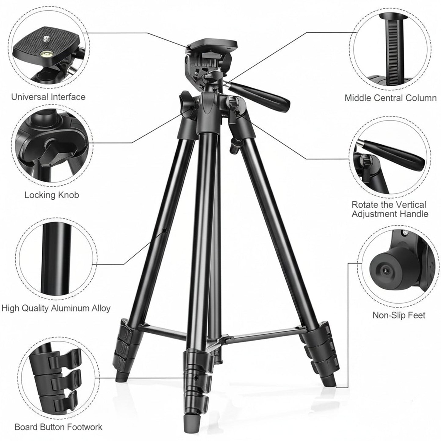 EYUVAA Aluminium Tripod Stand for Mobile with Bluetooth Remote| Extendable 41 Inch/105CM, 360° Rotatable Phone Holder Mount with Handle| Compatible with All Smartphones, DSLR Cameras & Ring Lights