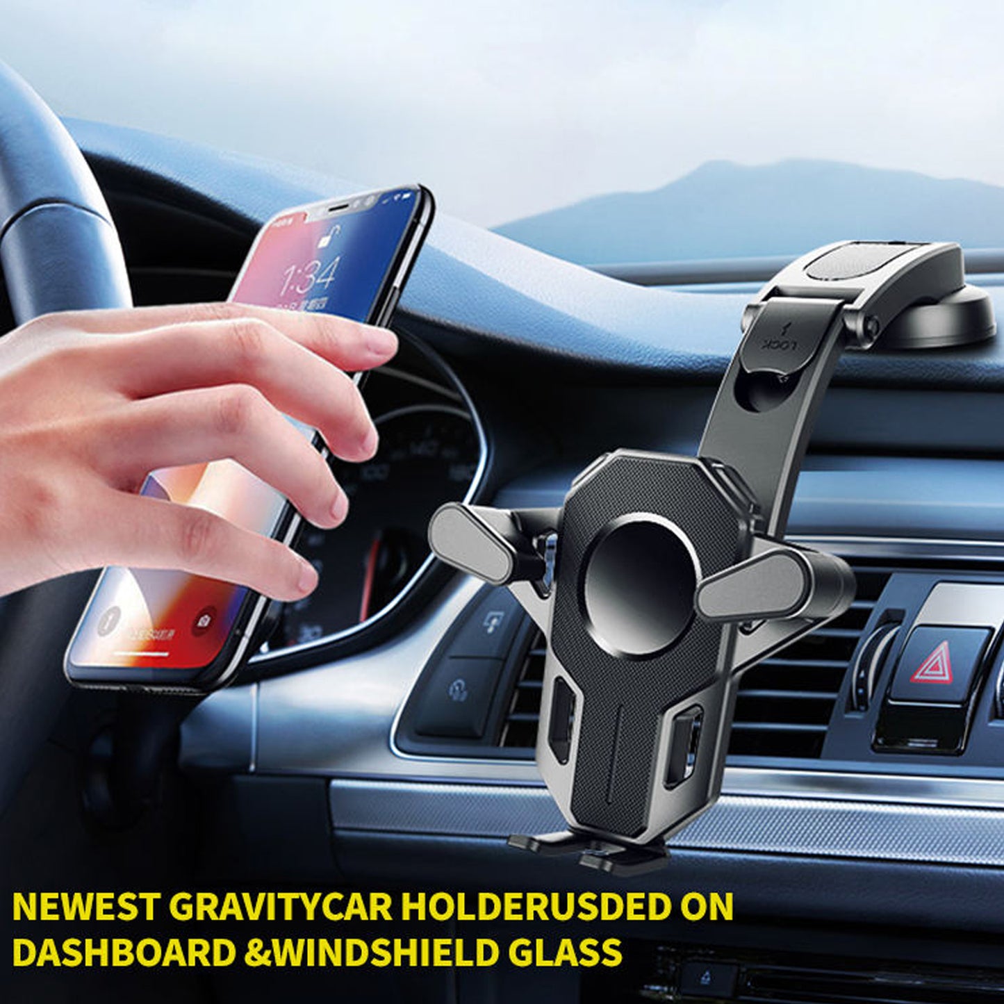 EYUVAA Adjustable Car Mobile Holder|360° Rotating Phone Stand for Dashboard & Windshield with Strong Suction Cup & Secure Grip| Compatible with 4 to 7 inches Smartphones