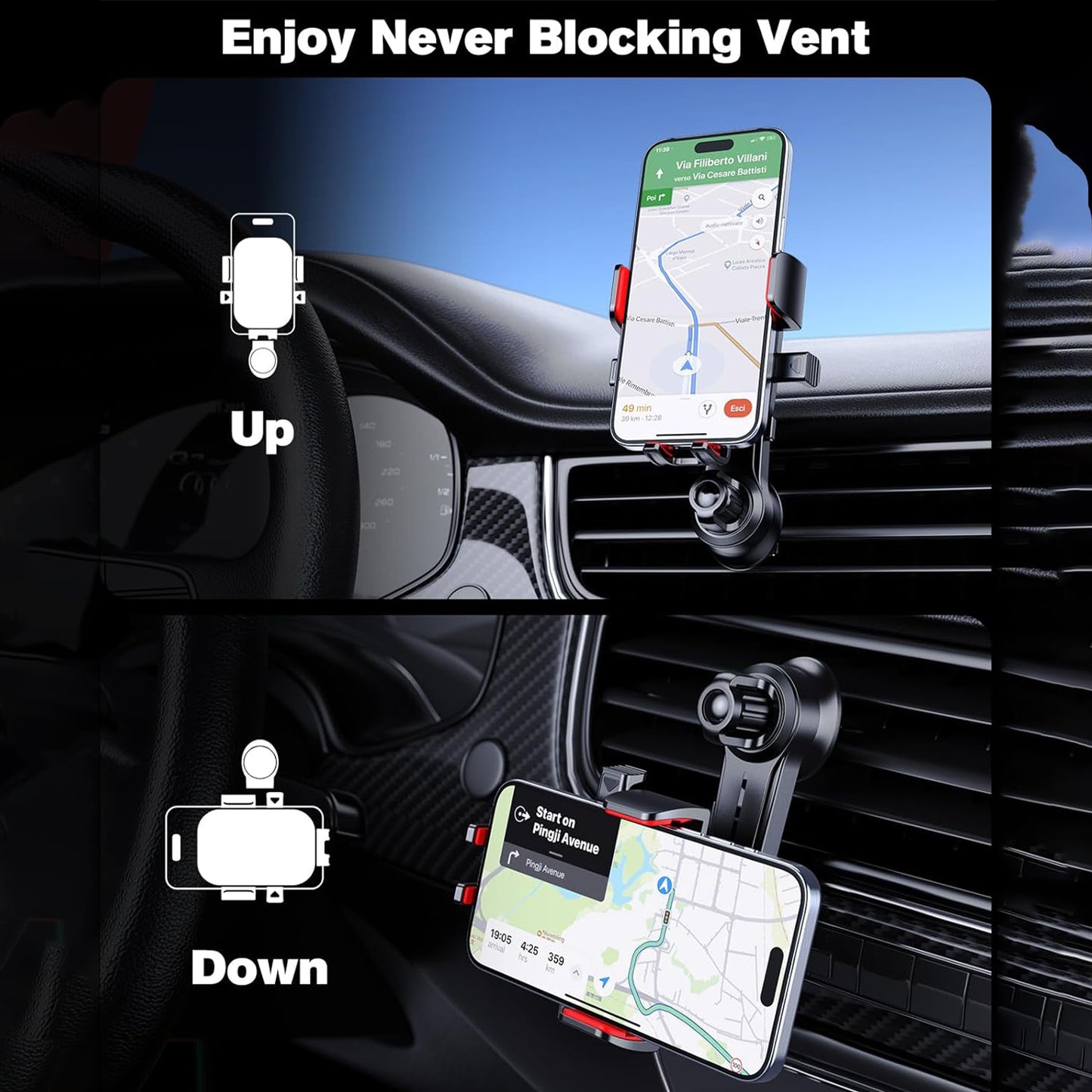 EYUVAA Universal Car Air Vent Mobile Holder | 360° Rotation with Strong Grip, Compatible with All Smartphones & Perfect Travel & Daily Use for Car