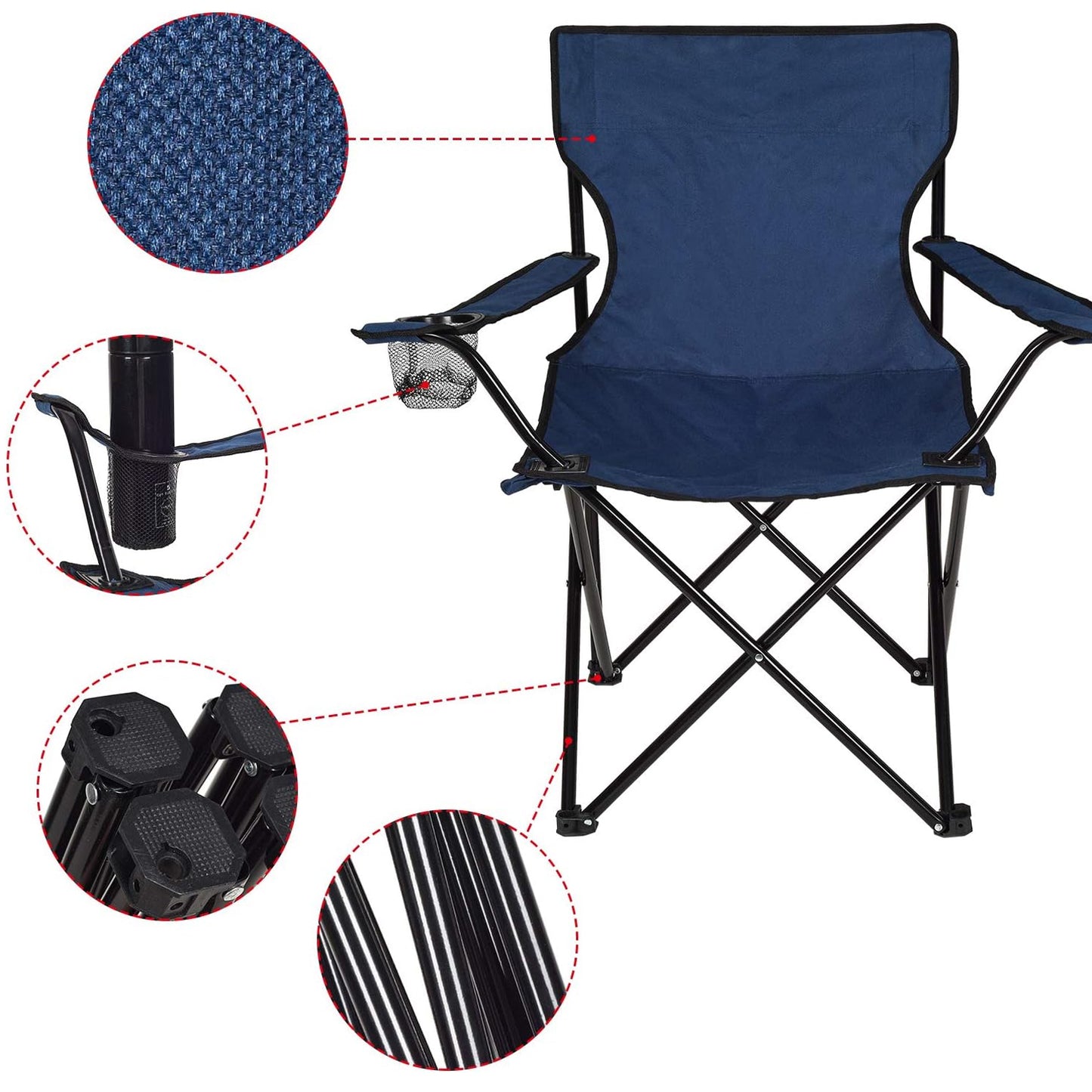 EYUVAA Foldable Camping Chair with Cup Holder| Portable and Lightweight Design & Heavy-Duty Fabric for Comfortable Seating| Folding Chair for Travelling, Camping, Picnic, Garden
