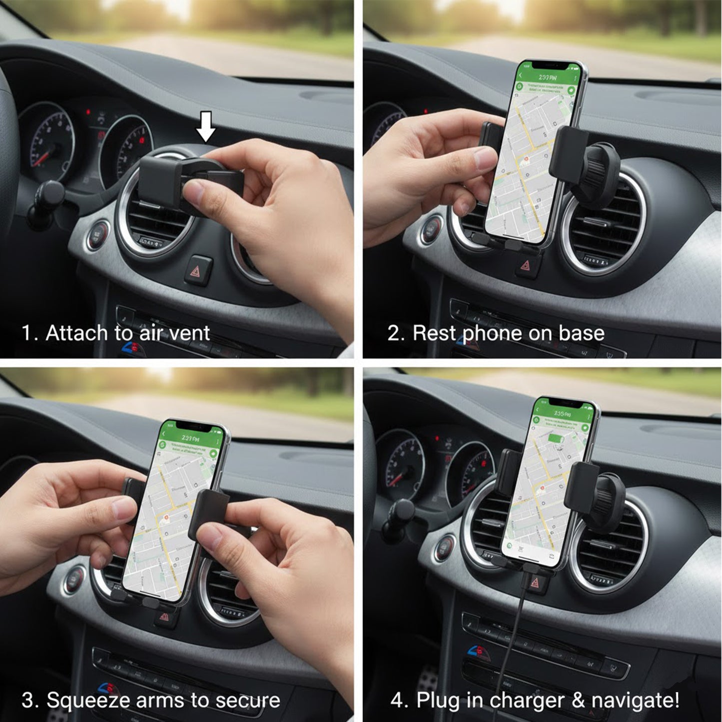 EYUVAA Crystal Car Vent Mobile Holder with 360° Rotation | Universal Air Phone Mount & Secure Grip, Shockproof Build, Compatible with All Smartphones for Car