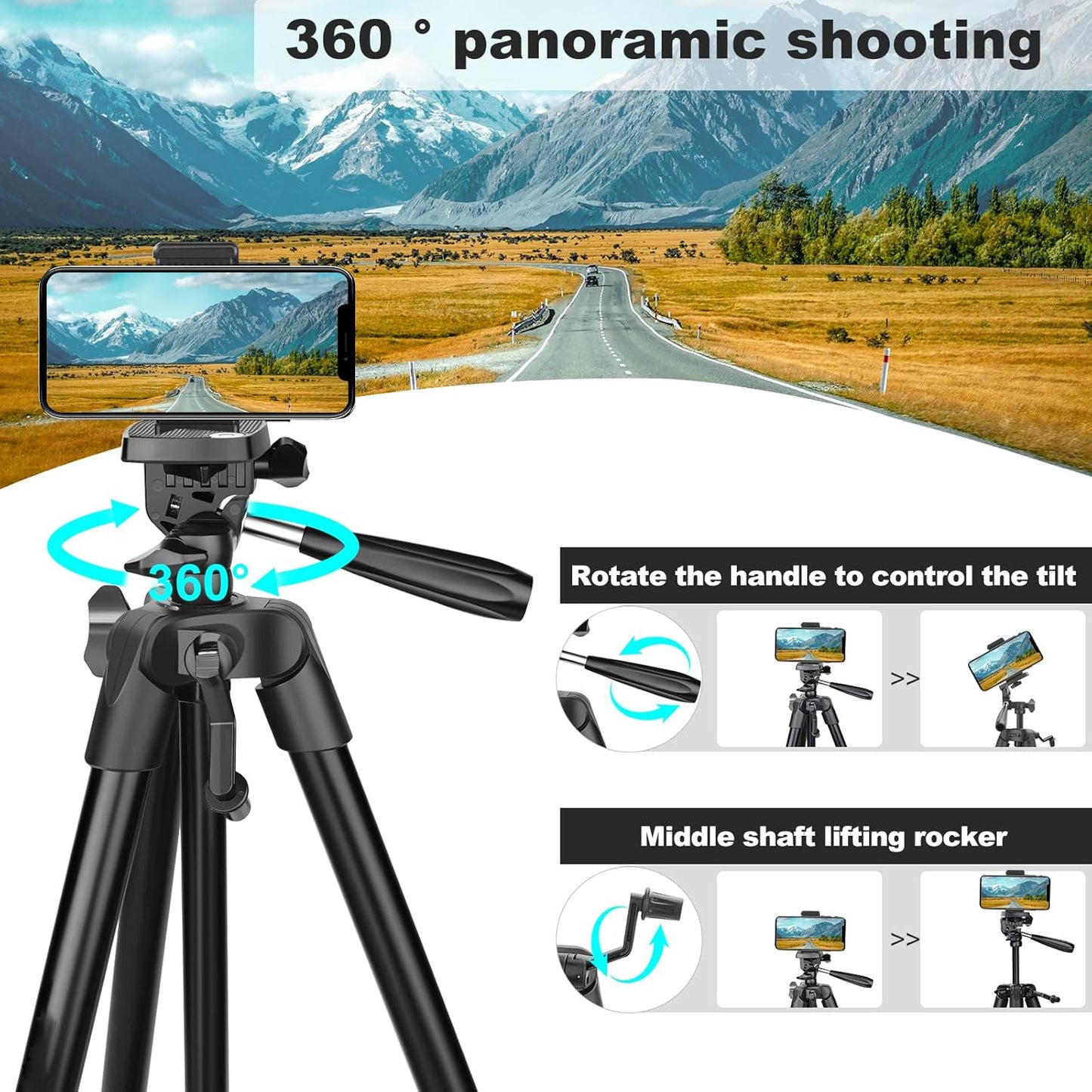 EYUVAA Aluminium Tripod Stand for Mobile with Bluetooth Remote| Extendable 41 Inch/105CM, 360° Rotatable Phone Holder Mount with Handle| Compatible with All Smartphones, DSLR Cameras & Ring Lights