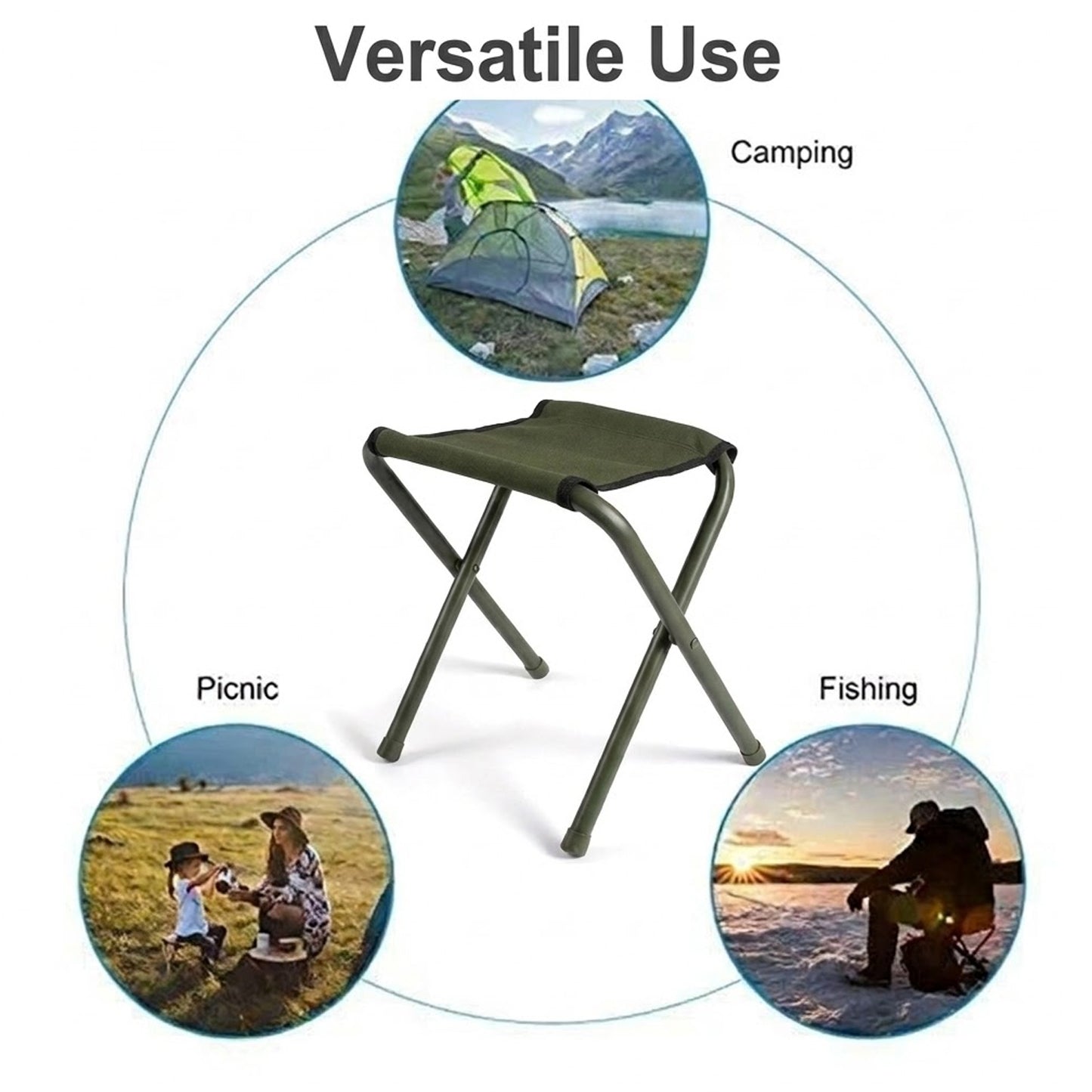 EYUVAA Portable Stool for Camping| Lightweight Compact Folding Seat for Smooth Seating Comfort| Durable & Compact Design for Outdoor Activities, Travelling, Trekking, Picnic & Garden