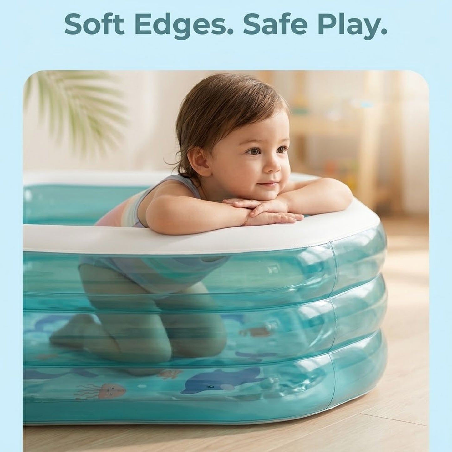 EYUVAA Oval Inflatable Pool for Kids & Family| 5.5 Feet Large Swimming Pool with 3-Layer Thick PVC Design| Outdoor Water Pool for Backyard, Terrace & Sun Bath