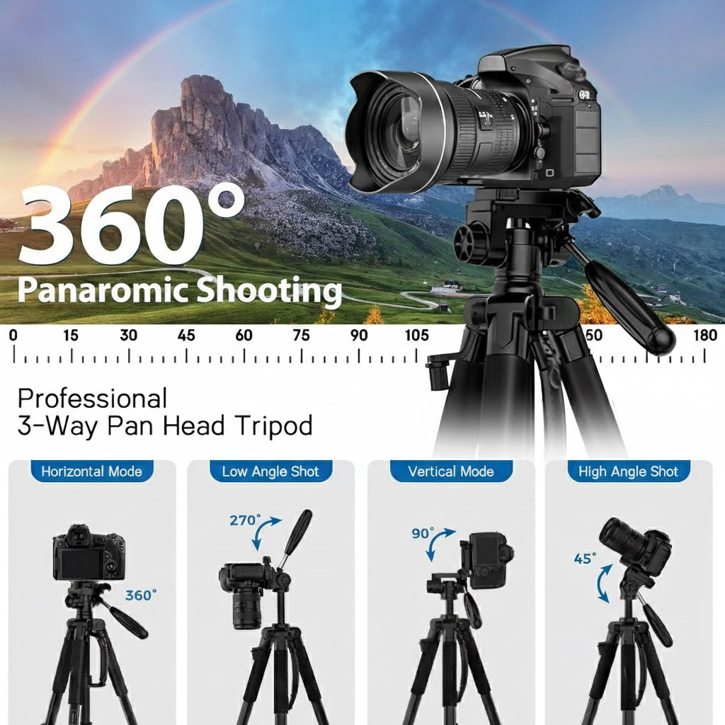 EYUVAA Tripod Stand for Mobile & Camera with 360° Rotation| Adjustable Height Aluminium Tripod Stand with Bluetooth Remote| Mobile Holder Mount for Video Recording, Photography & Vlogging