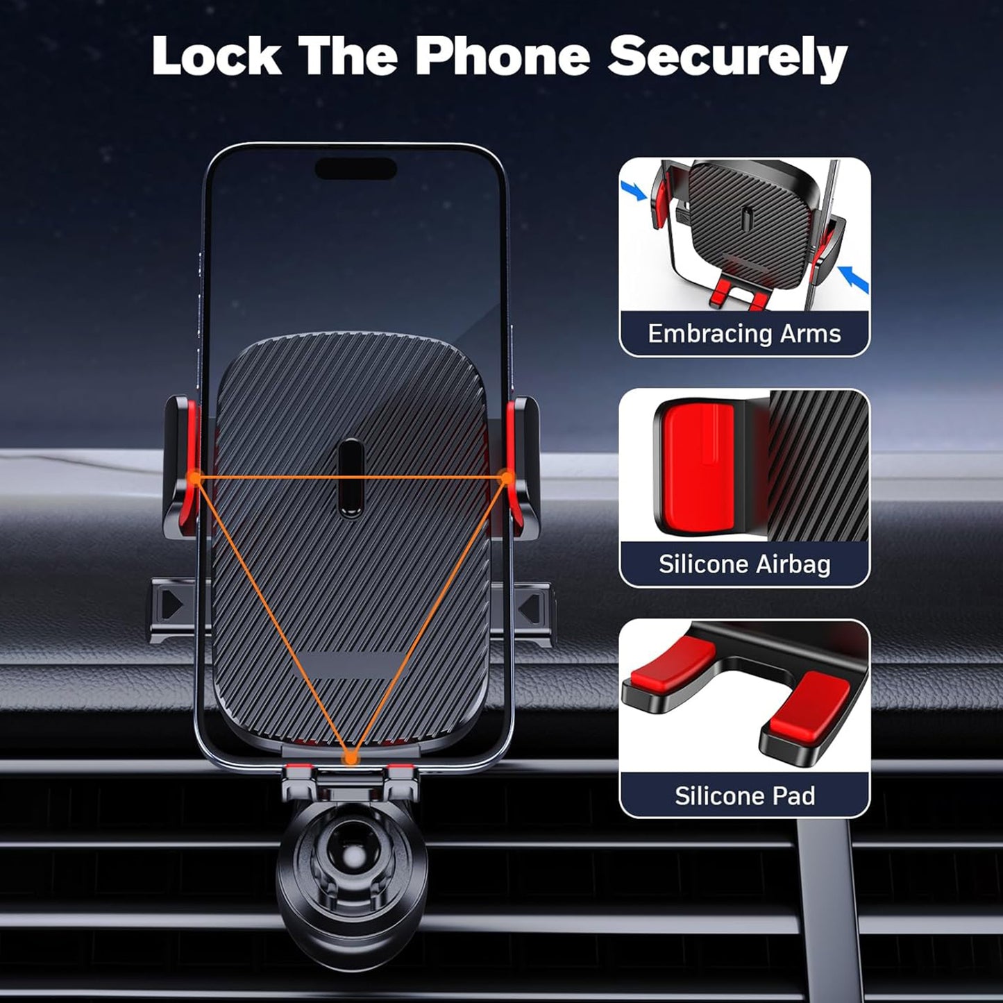 EYUVAA Universal Car Air Vent Mobile Holder | 360° Rotation with Strong Grip, Compatible with All Smartphones & Perfect Travel & Daily Use for Car