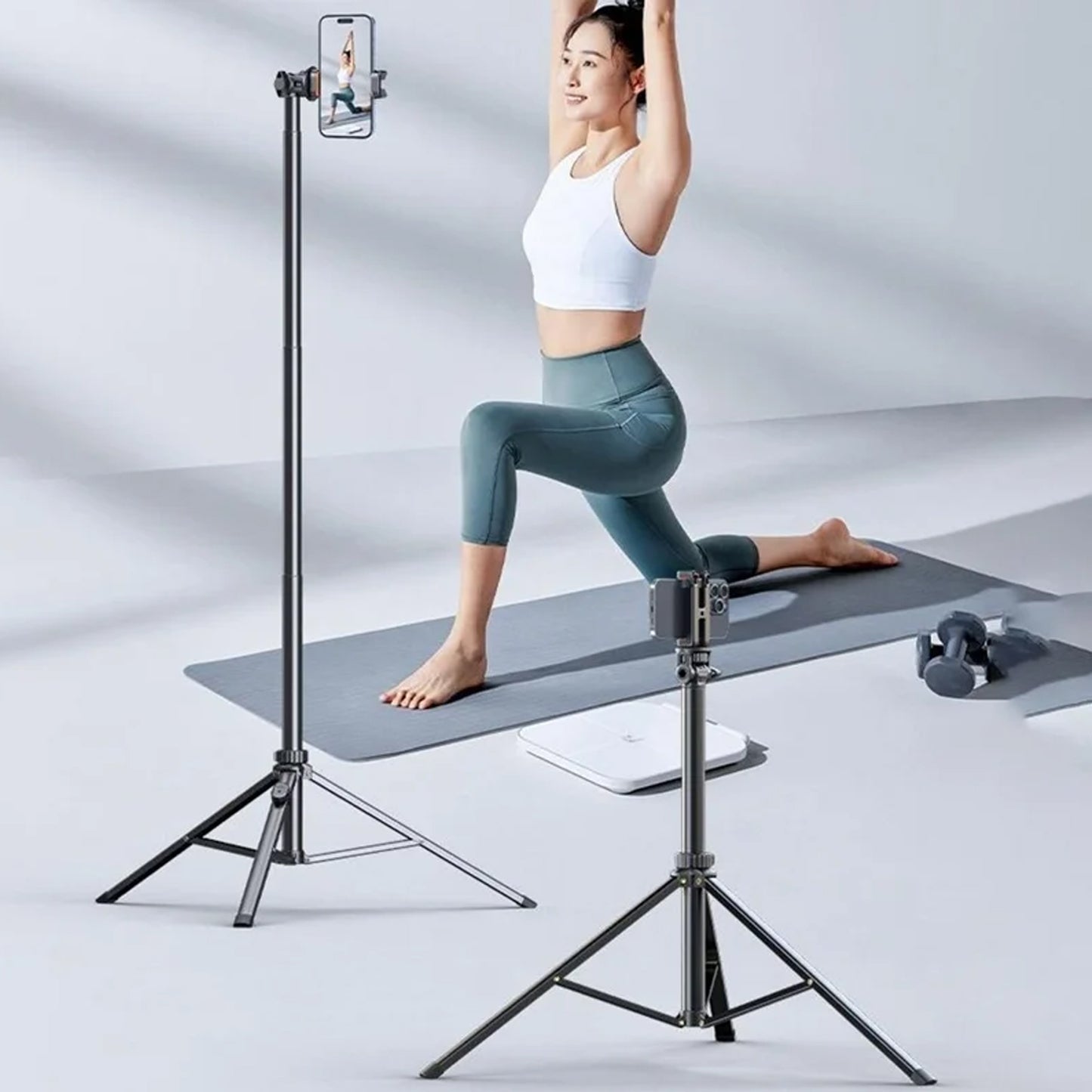 EYUVAA 71” Aluminium Mobile Tripod Stand with Bluetooth Remote | 2-in-1 Selfie Stick Tripod for Phone & Camera with 360° Rotation | Adjustable Tripod for Vlogging, Live Streaming & Video Recording